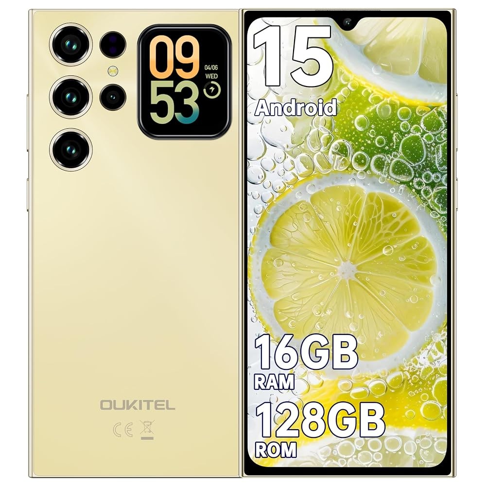 OUKITEL C62 Cell Smartphone Android 15 16GB+128GB 6.88″+1.81-inch T-Mobile