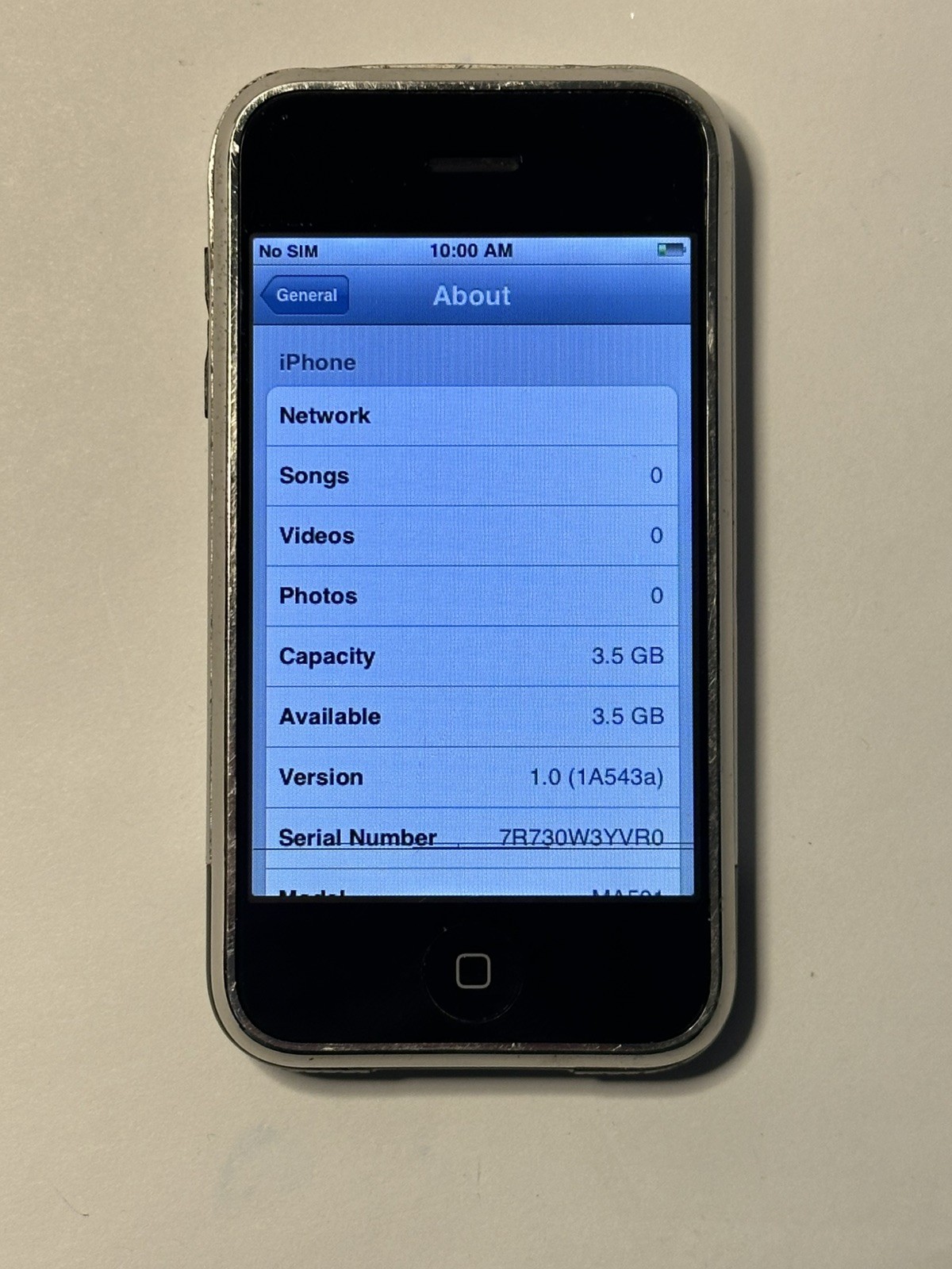 Rare iOS 1.0 Apple iPhone 1st Generation – 4GB – Black A1203 (GSM) 2G MA501LL/A