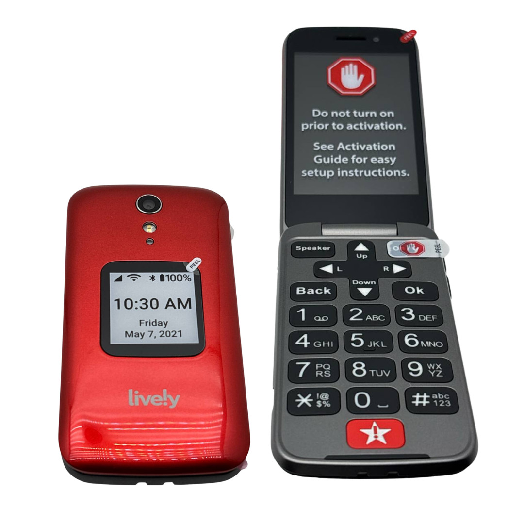 Alcatel 4053S Jitterbug Lively Flip 2 Phone 4G 16GB Big Buttons for Seniors Red