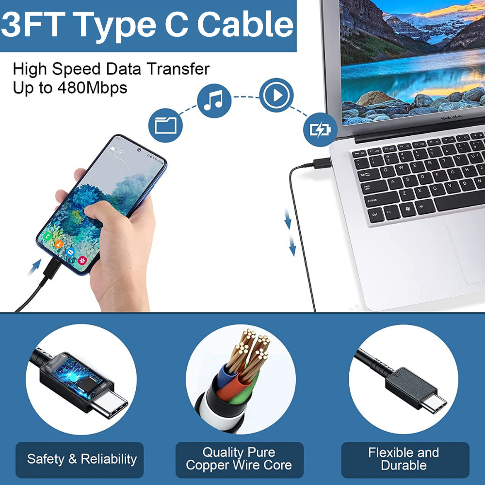 45W Fast Charger Wall Adapter TypeC Charging Cord For Samsung Galaxy S25 S24 S23