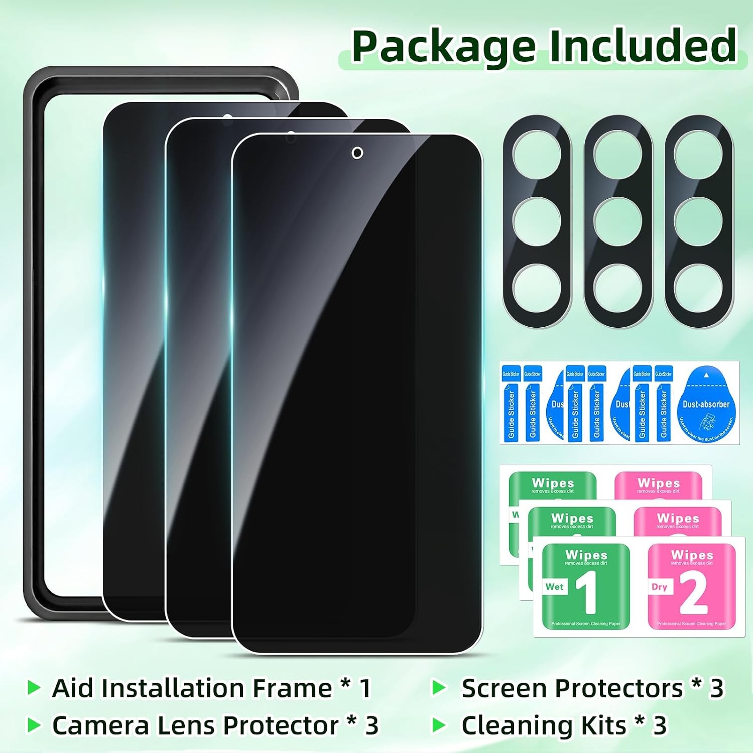 [3+3 PCS] Privacy Screen Protector & Camera Lens Protector for Samsung Galaxy S2
