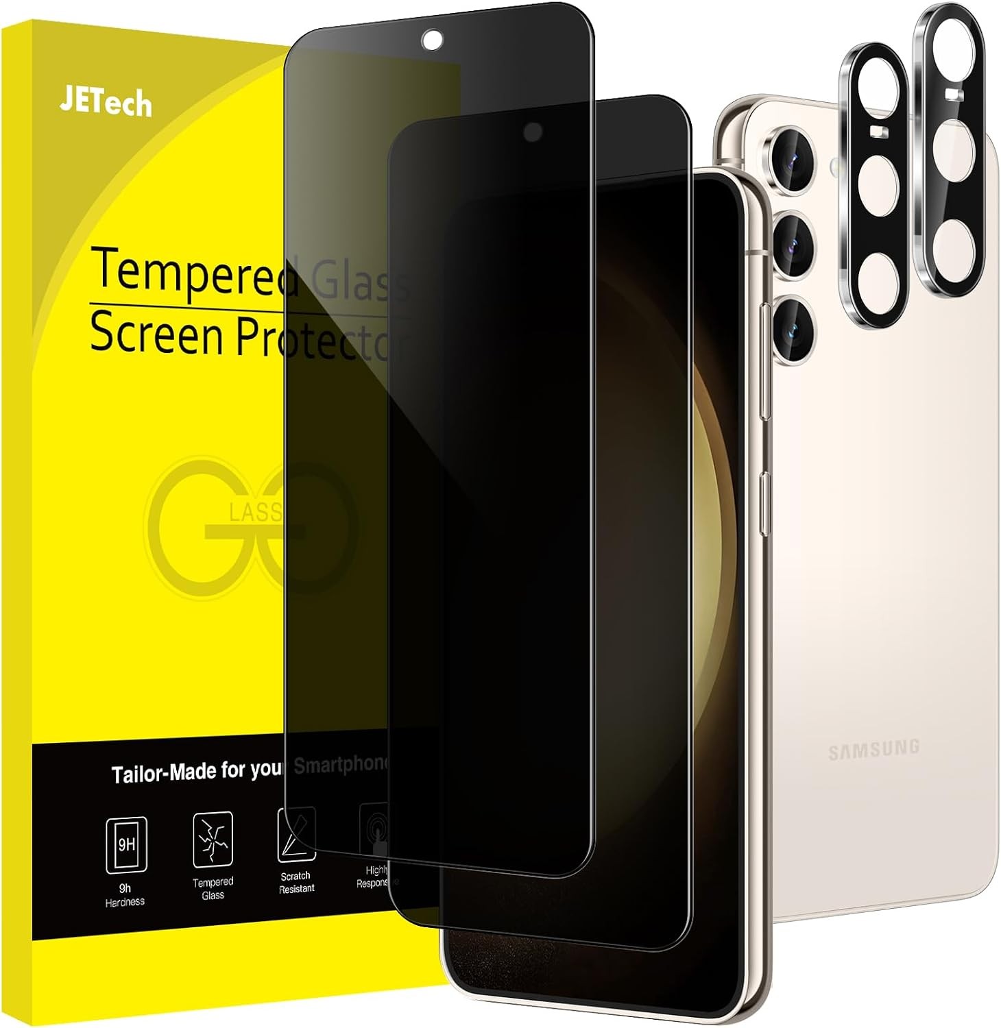 2-Pack Privacy Screen Protector with Camera Lens Guard for Samsung Galaxy S23 5G