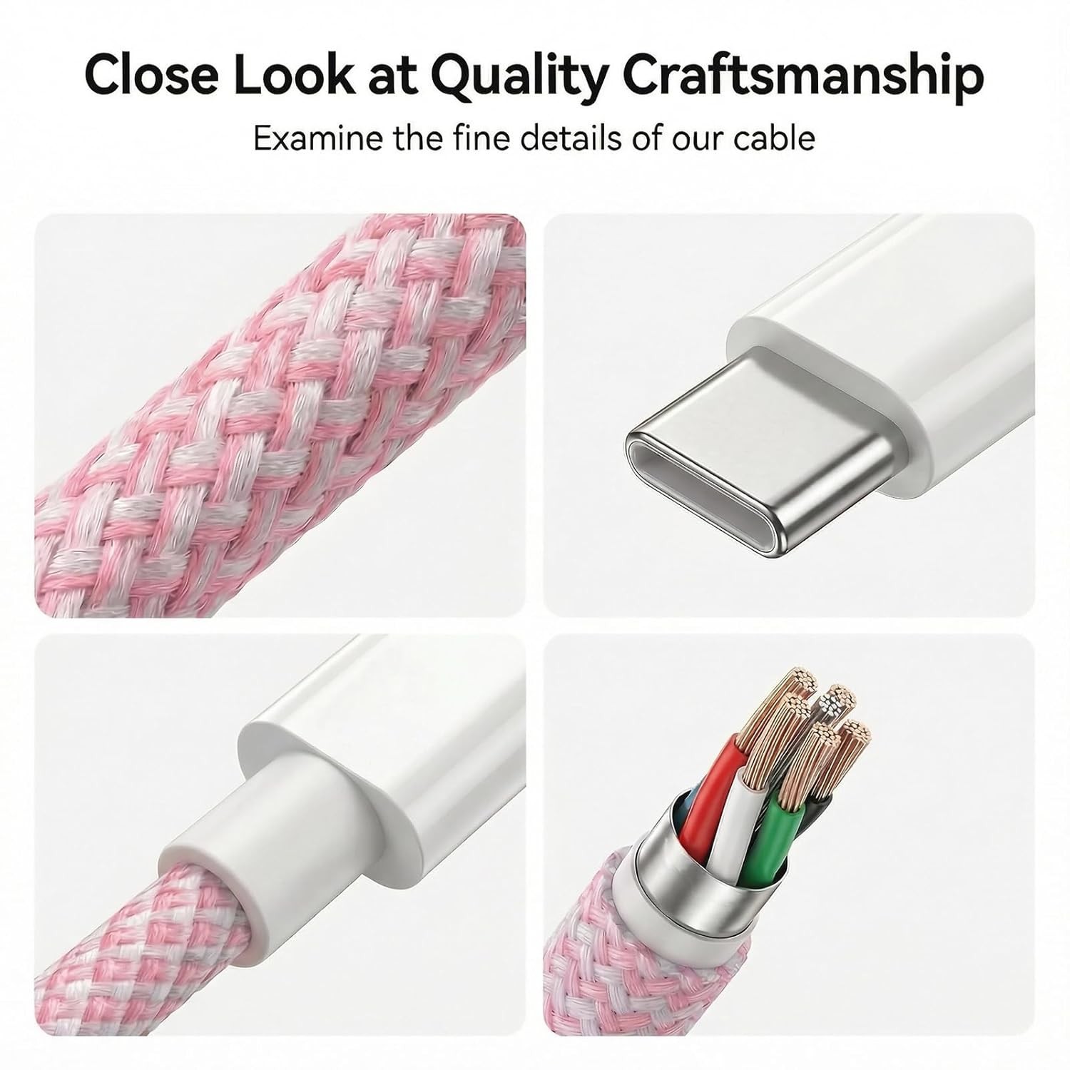 USB C to C Charger Cable 60W Fast Charging Braided Nylon Type C Cord 6FT 2-Pack