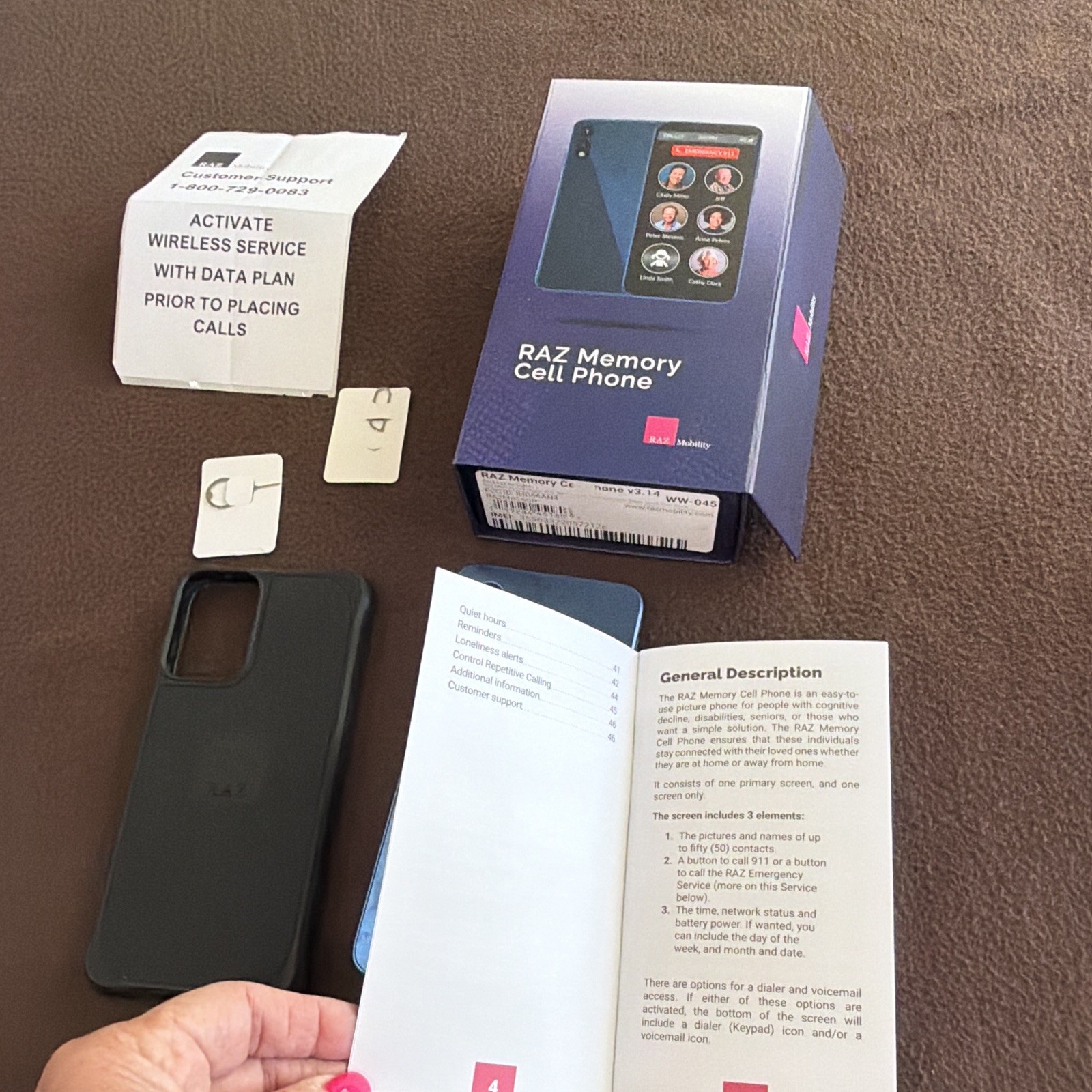 RAZ Mobility RAZ Memory Cell Phone 64GB Blue Bar Style WW-045 Open Box.