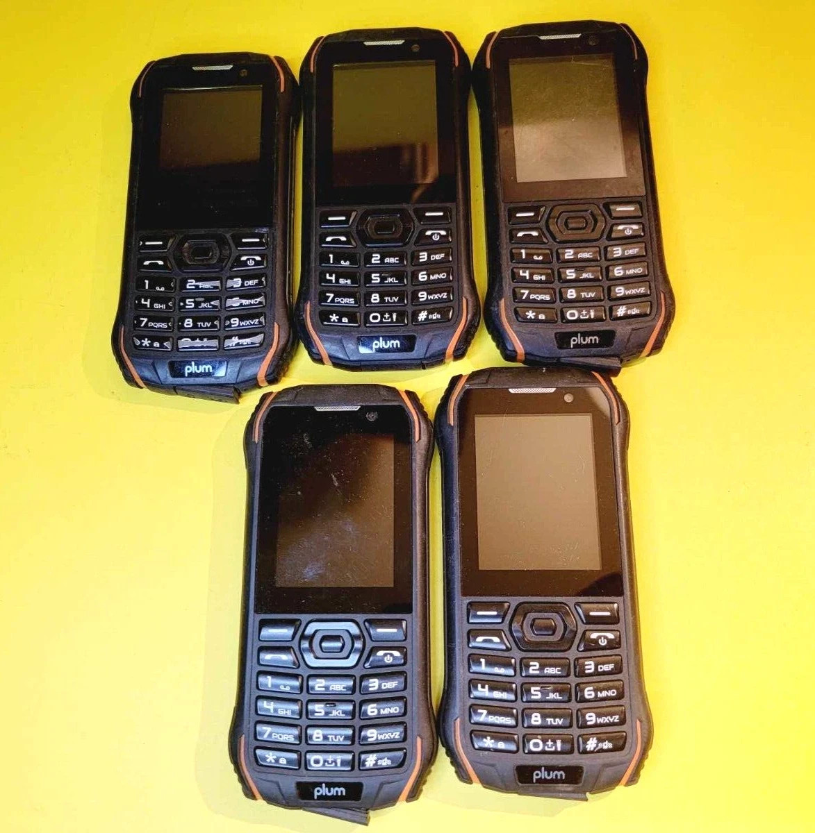 *UNTESTED* LOT OF 5X PLUM RAM 7 E700 UNLOCKED RUGGED DUAL SIM 3G CELL PHONES