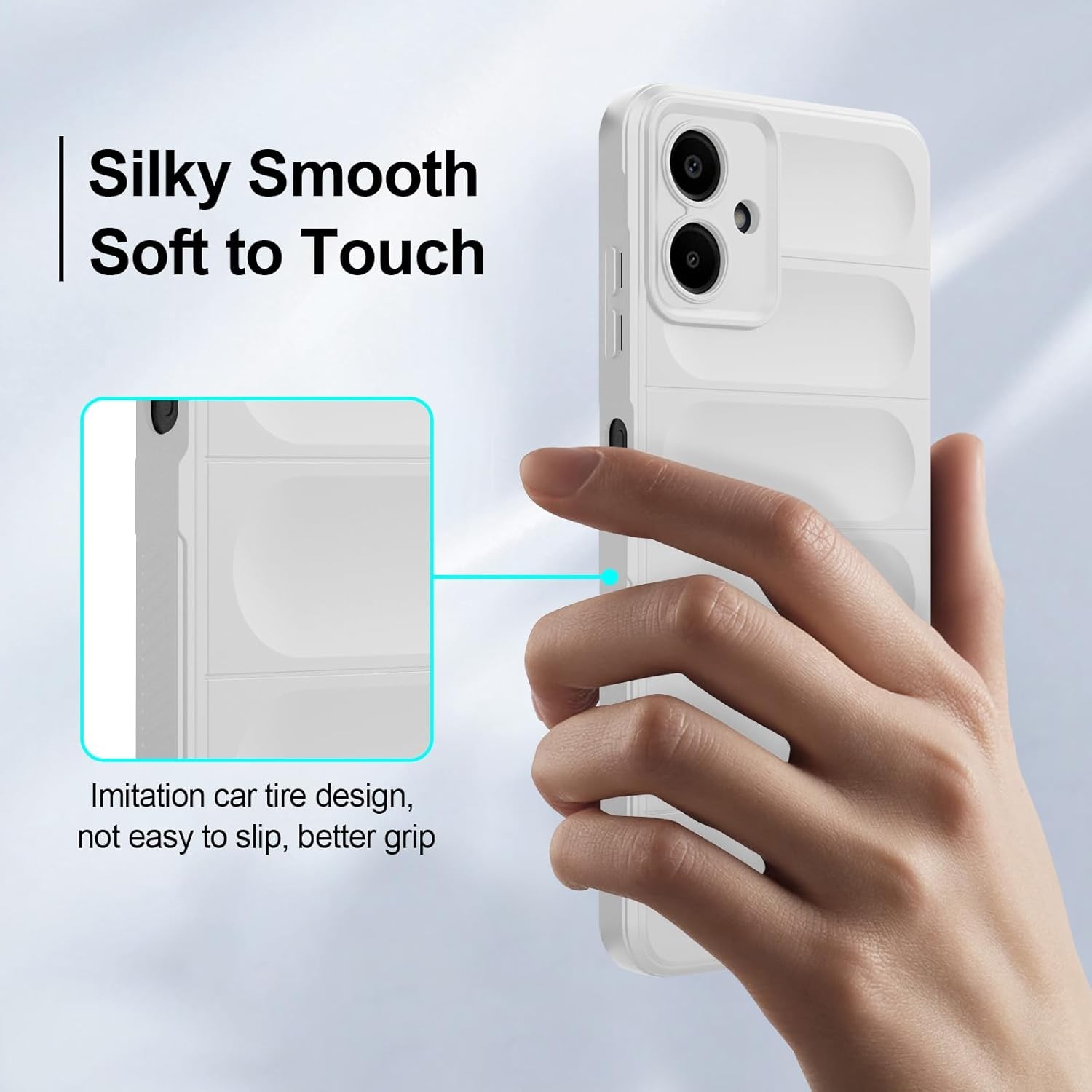 Silicone Case for Samsung Galaxy A06, Shockproof with Camera Protection, White