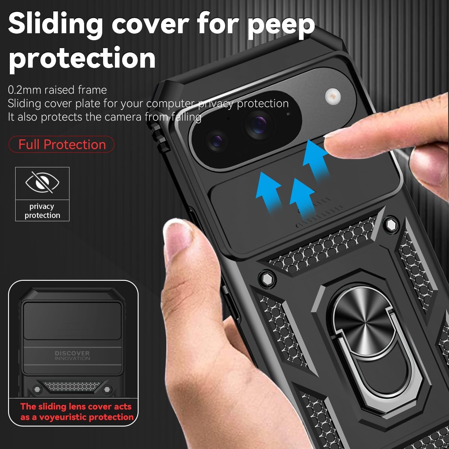 Military Grade 20ft Drop Tested Pixel 9/9 Pro Case with Screen Protector, Black