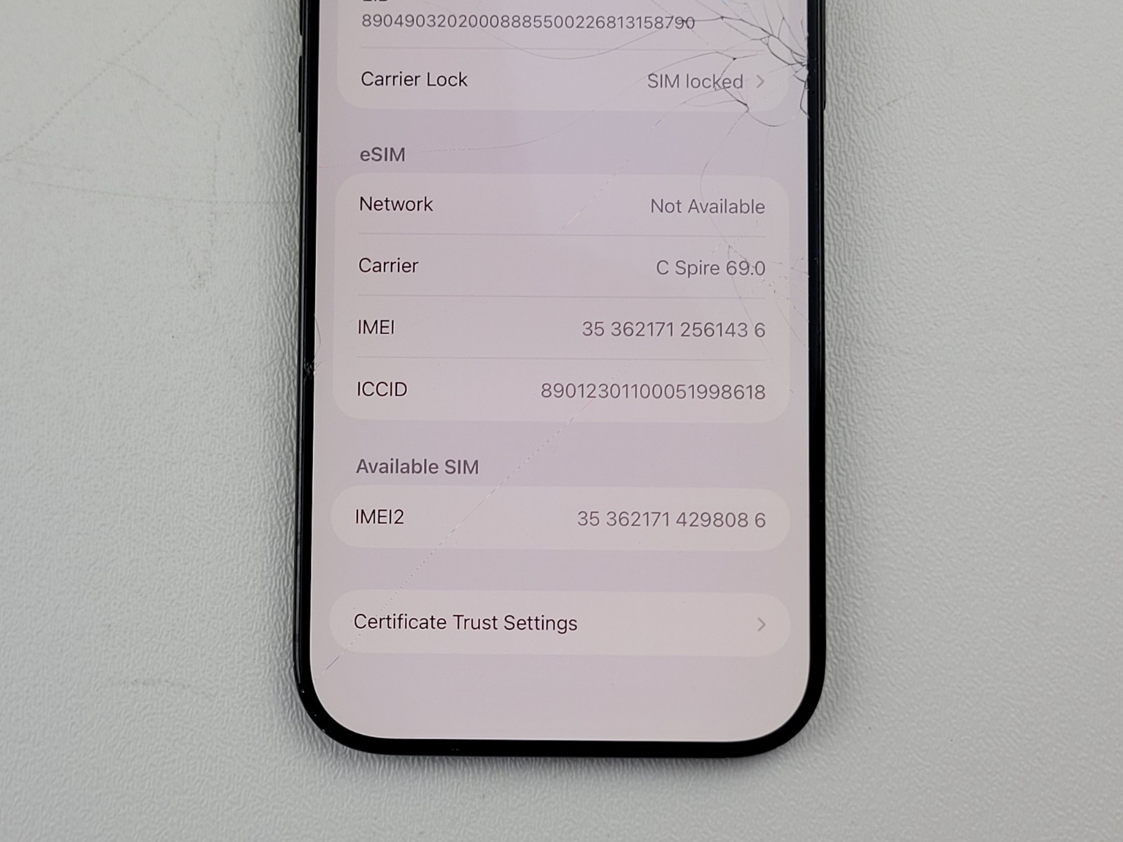 Apple iPhone Air (A3260) 256GB (C-Spire) – *DAMAGED* – Clean IMEI – H7721