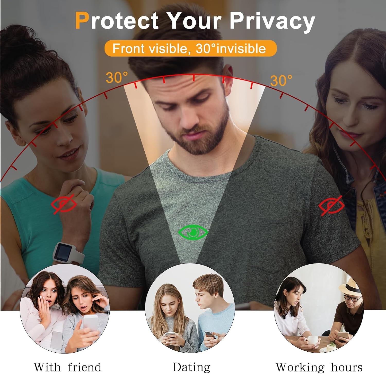 [2+2 PCS] Privacy Screen Protector & Camera Lens Protector for Samsung Galaxy S2