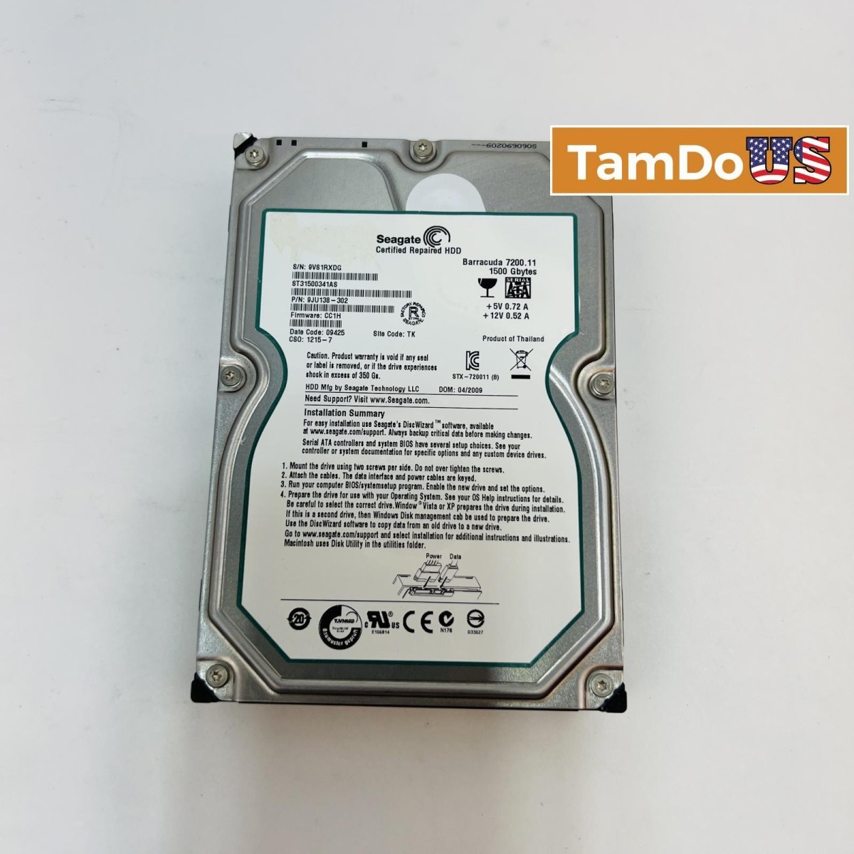 Seagate 1.5TB 3.5″ SATA HDD Barracuda 7200.11 ST31500341AS Internal Hard Drive