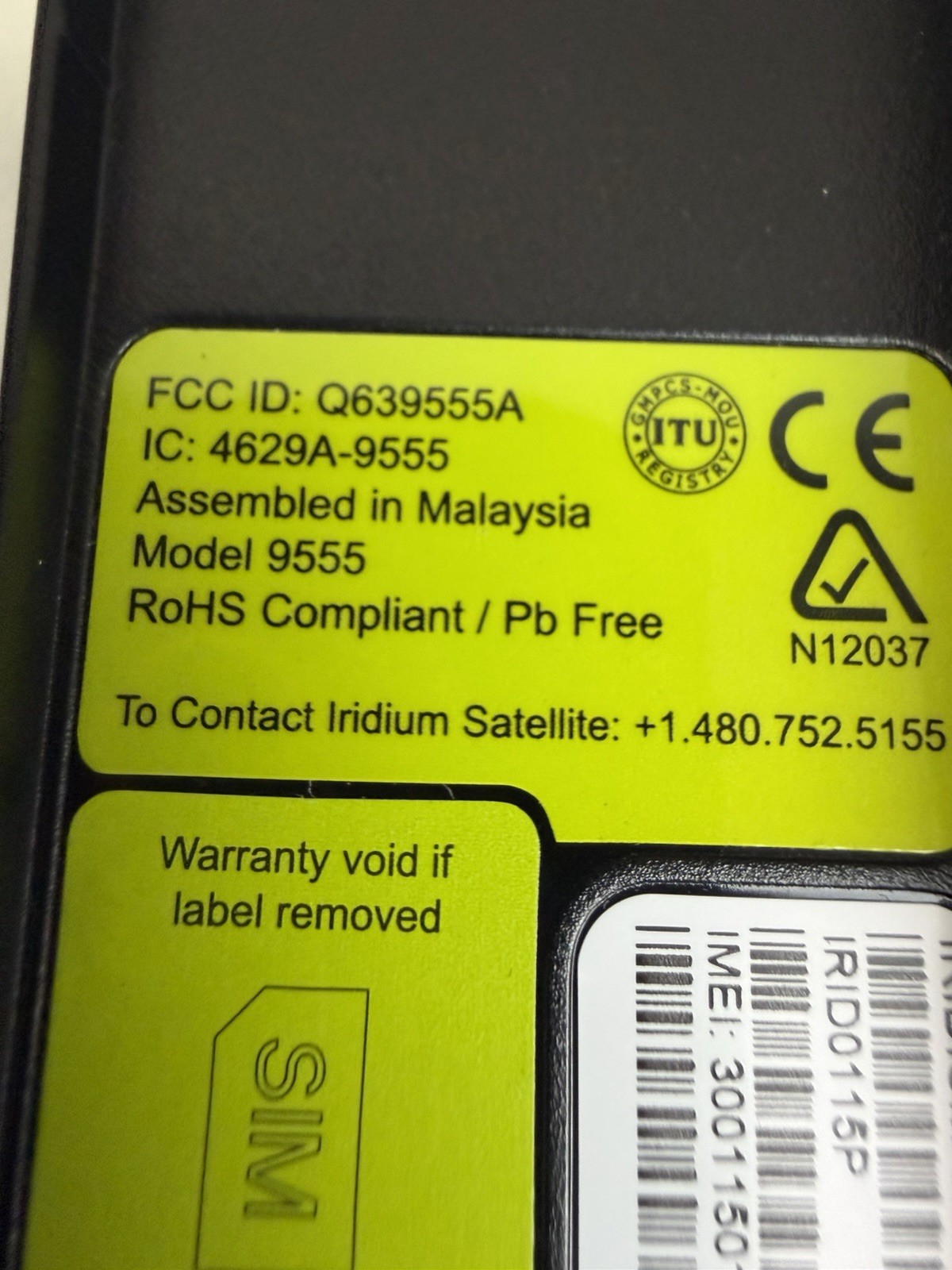 Iridium 9555 Satellite Phone Global Voice SMS *11 Seconds LifetimeCalls* ShpFAST
