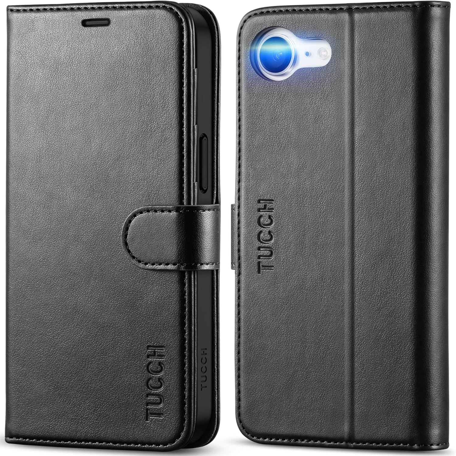 Wallet Case for iPhone 17e/iPhone 16e (6.1″), Black, RFID Blocking, Shockproof T