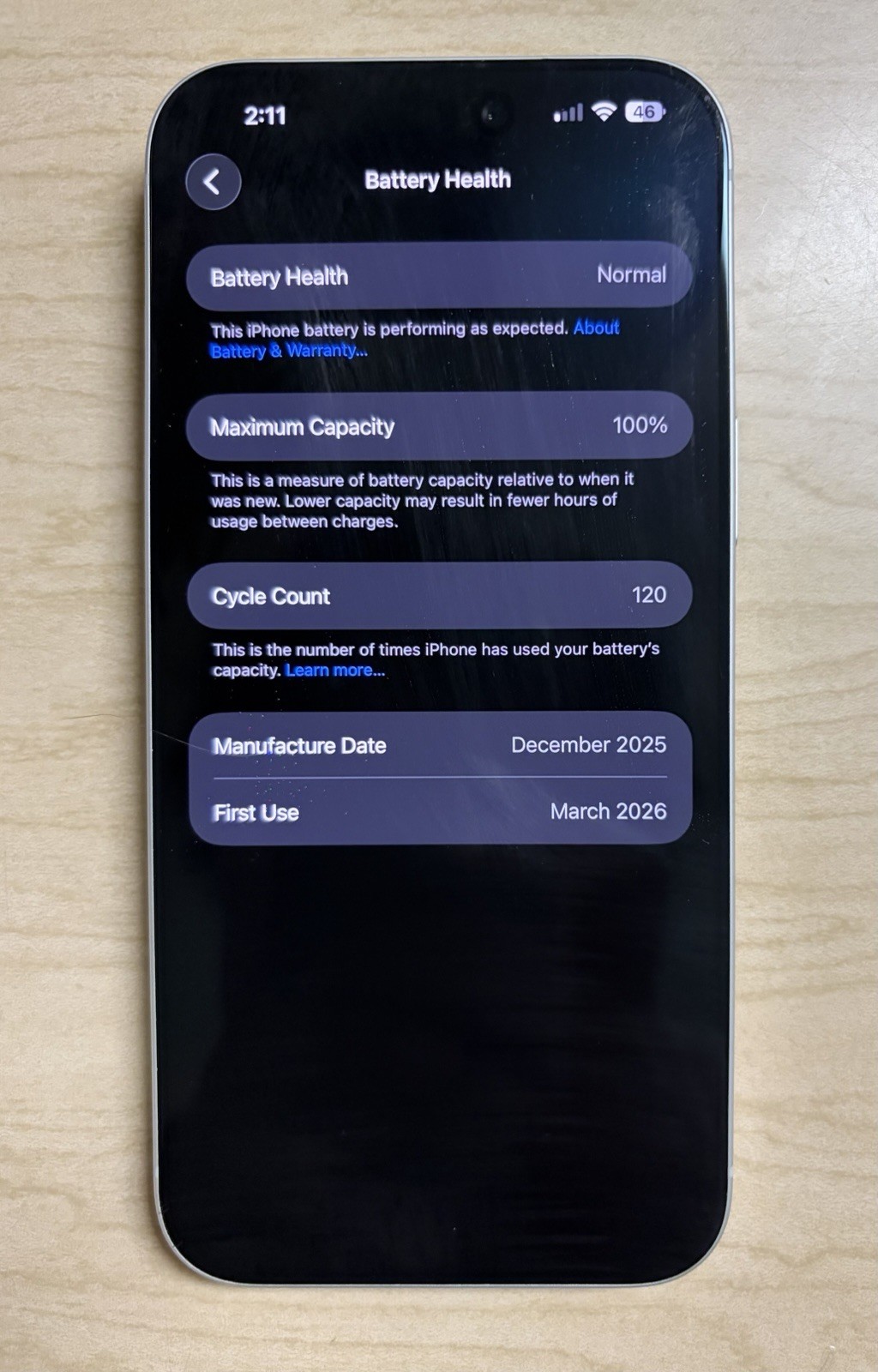 Apple iPhone 17 Pro Max – 256 GB – Silver (Verizon) 100% Battery health