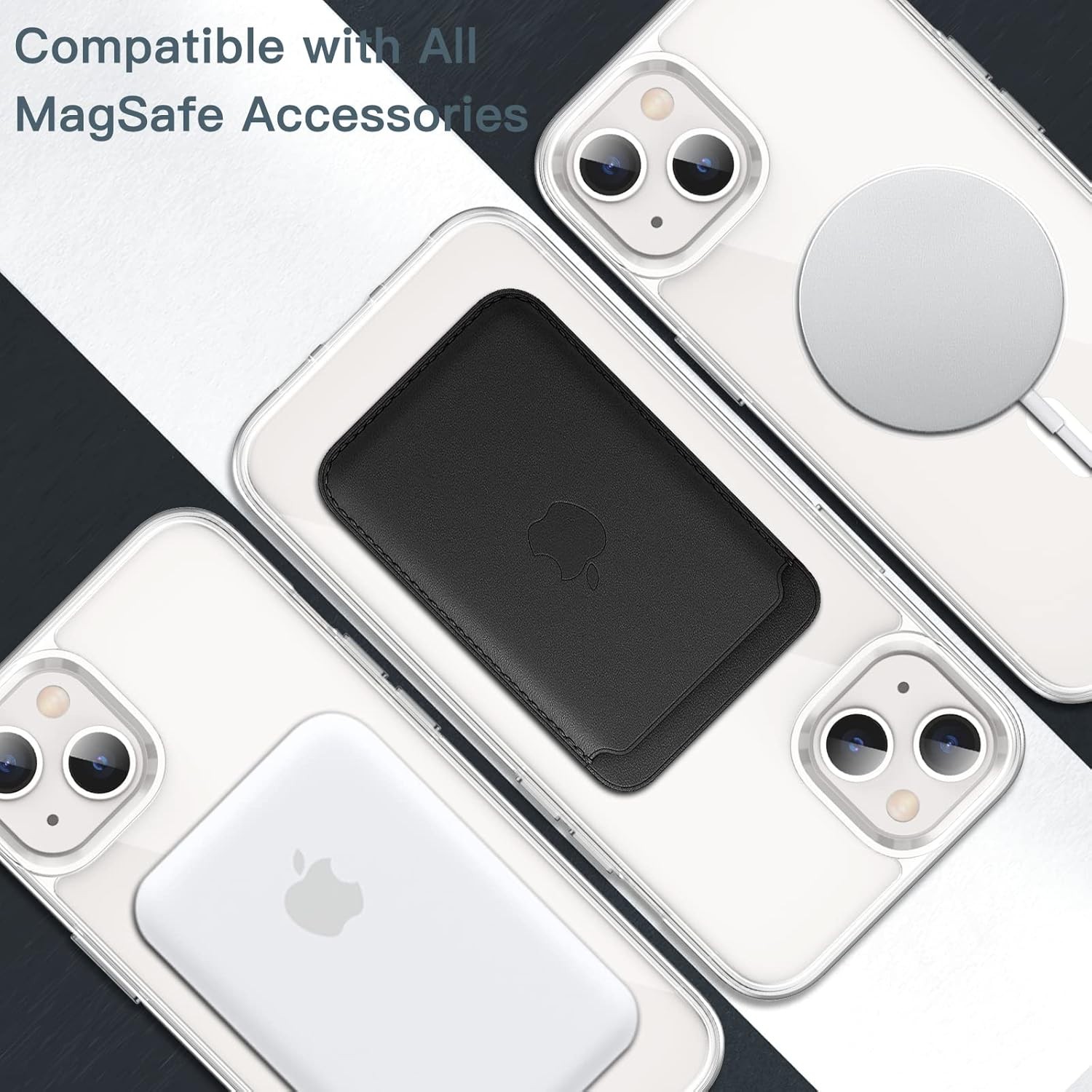 Magnetic Case for iPhone 13 6.1-Inch, Shockproof Phone Bumper Cover, Clear Back