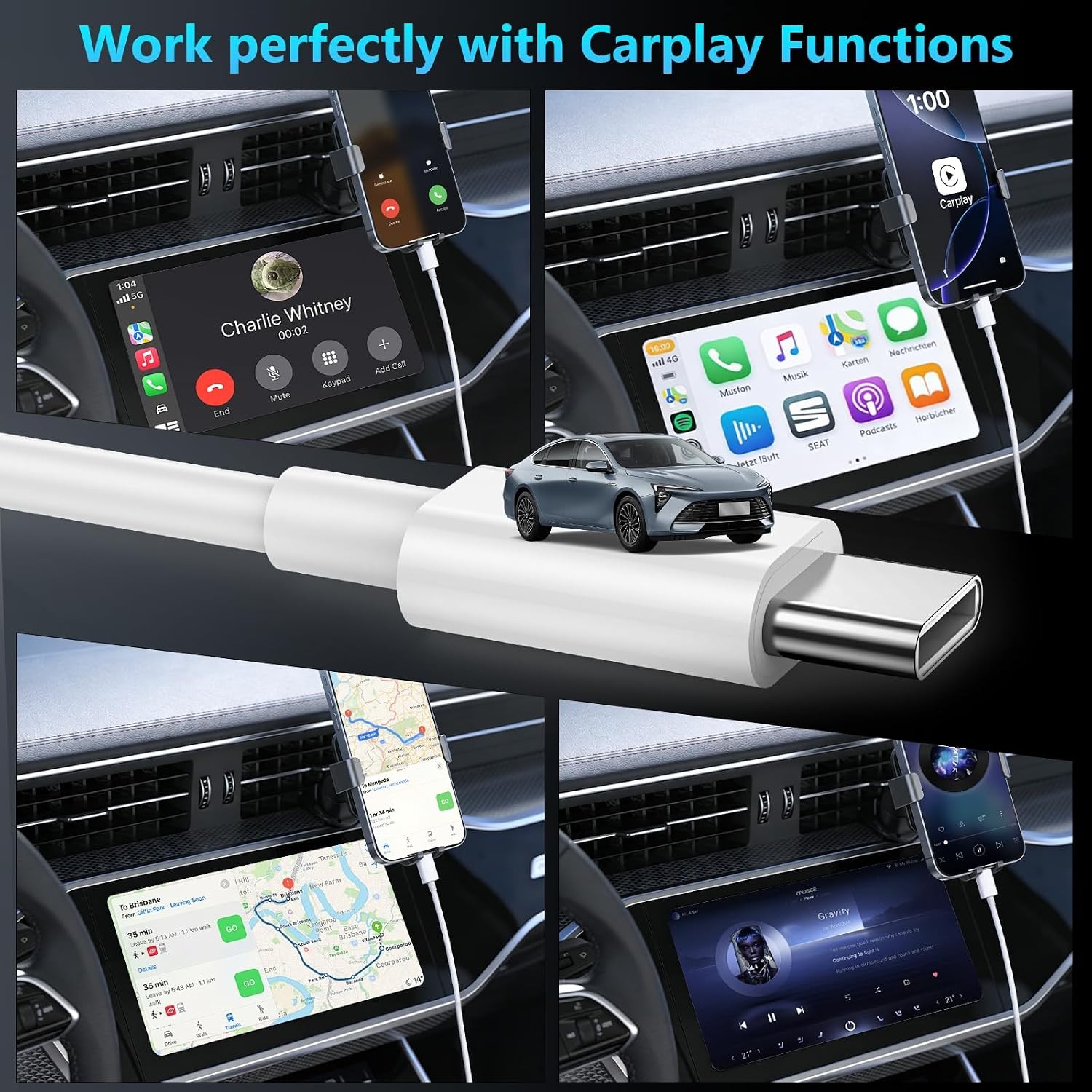 USB A to USB C Fast Charging Cable 3-Pack [3FT, 6FT, 10FT] for iPhone 15 16 17