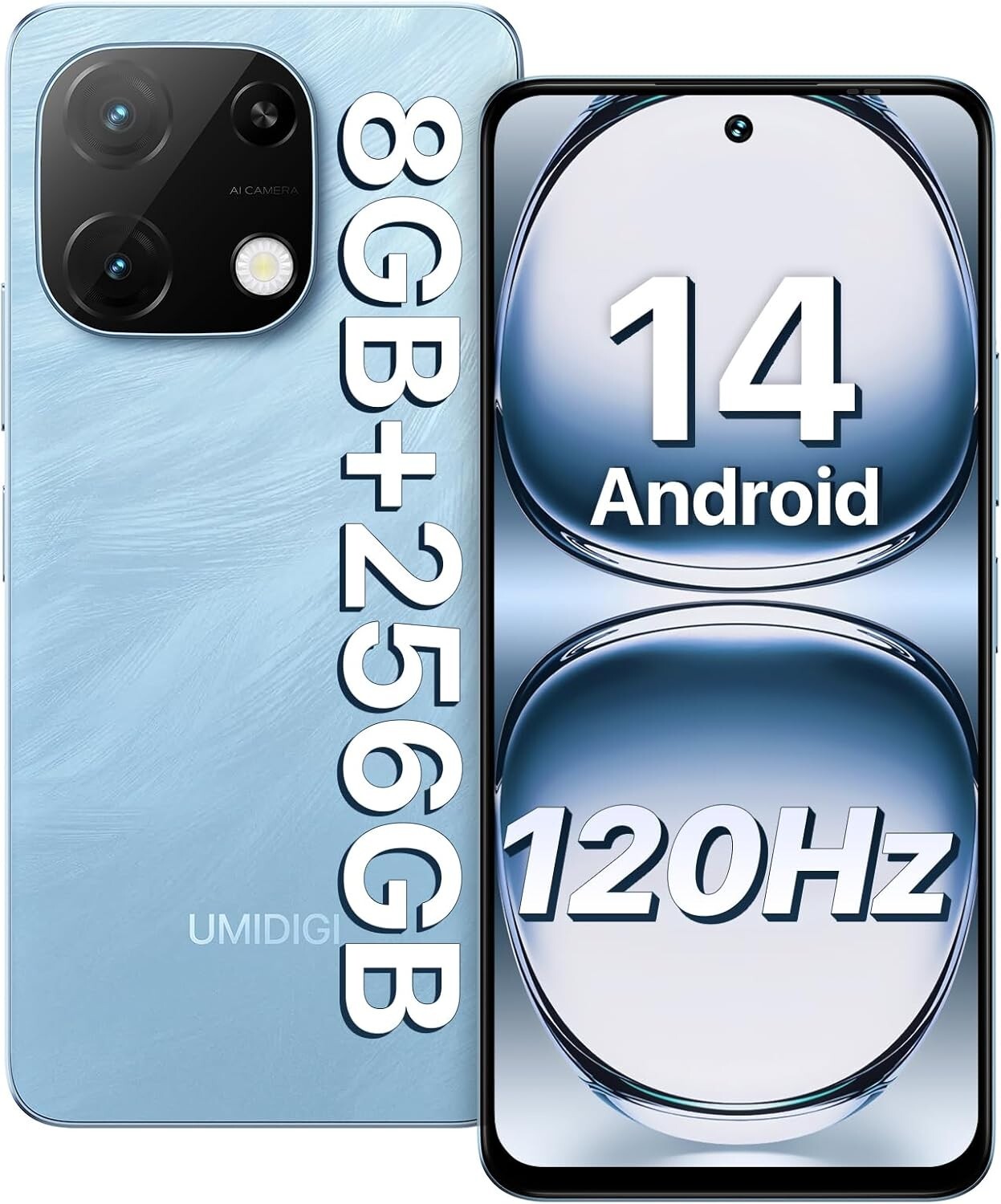 UMIDIGI Note 100A 8GB+256GB Dual SIM 6.8″ 120Hz Unlocked Android 14 Smartphone