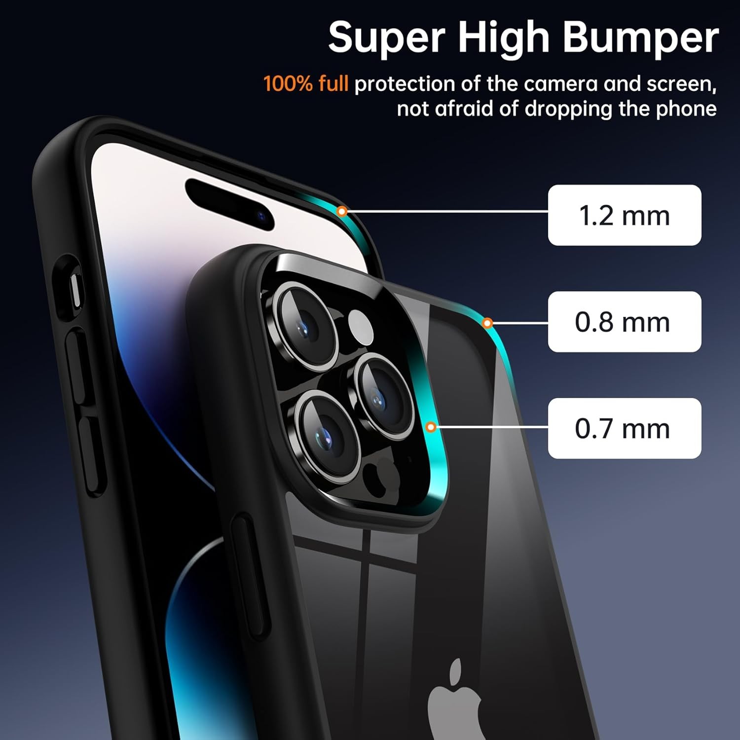 Shockproof Clear Case for iPhone 14 Pro Max, Hard Clear Back Four Corner Airbags