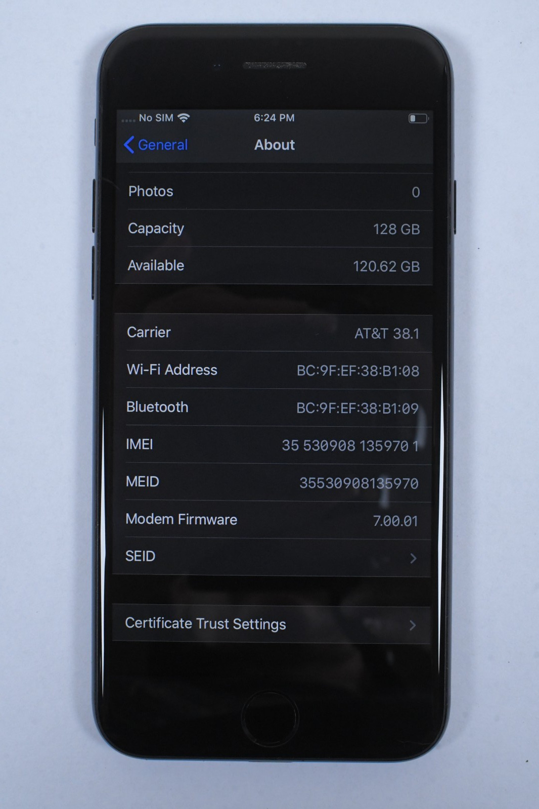 Apple iPhone 7 A1660 MN8Q2LL/A Black 128GB AT&T GSM & CDMA Works Great