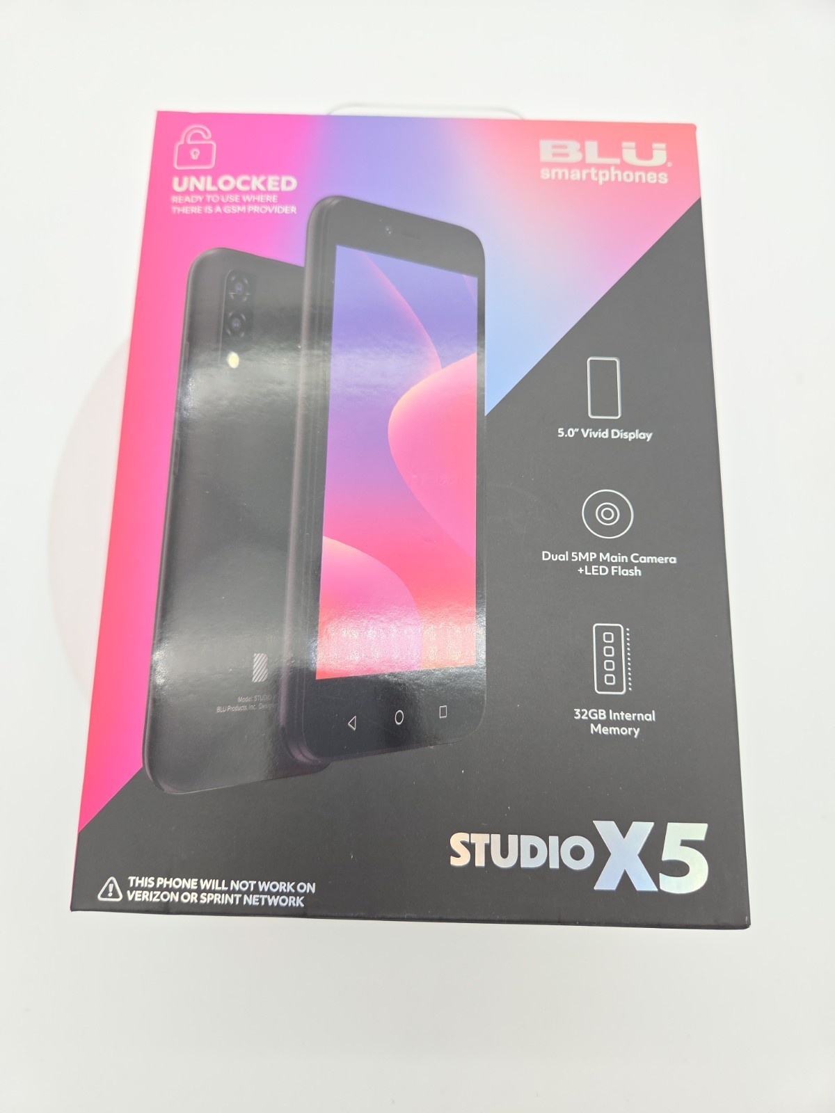 BLU Studio X5 LTE Unlocked 4G– 32GB GSM Smartphone – Black 5MP LED Flash NEW