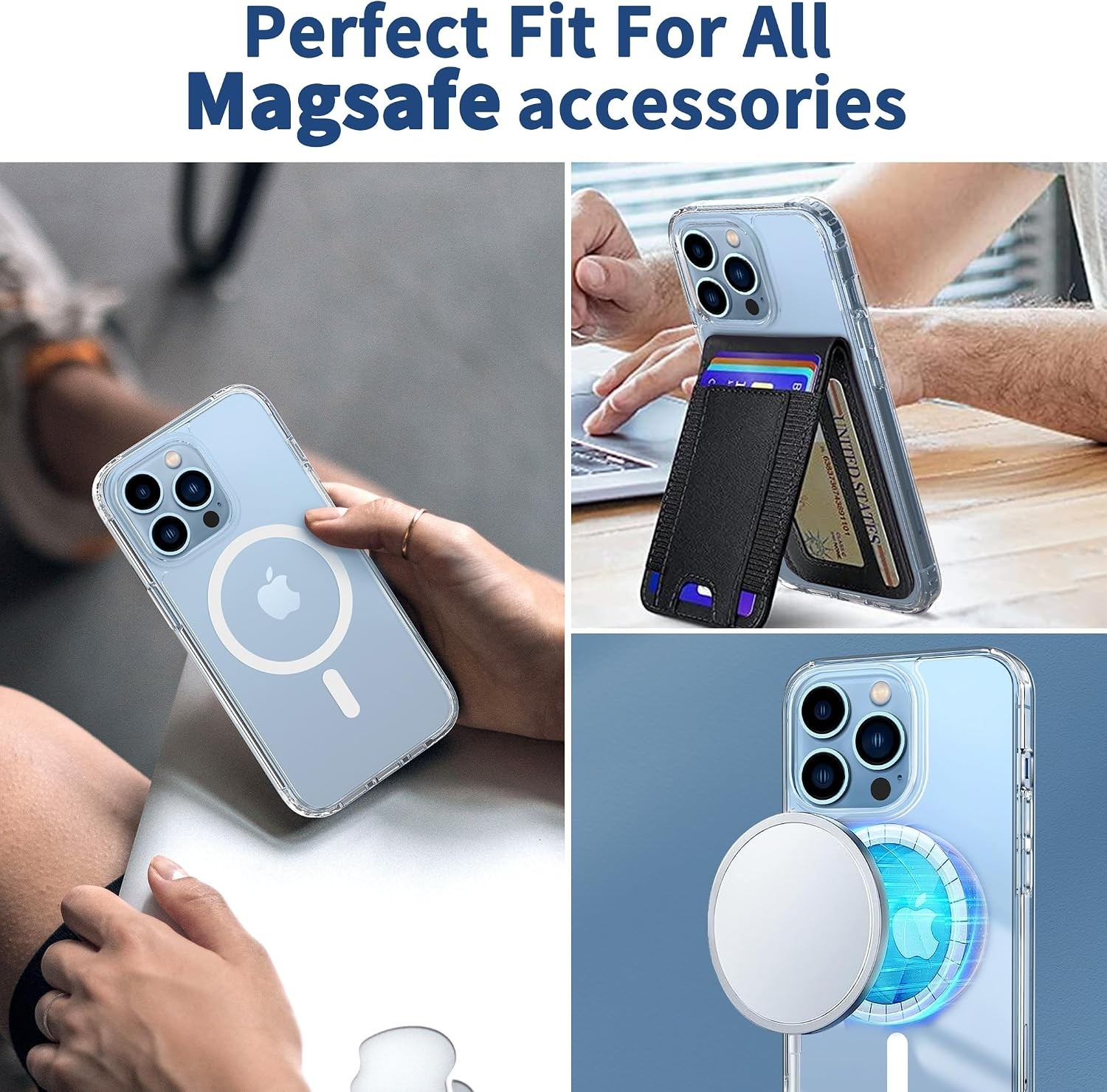 Magnetic Case for iPhone 13 Pro 6.1 inch, Not Yellowing Anti-Scratch (Clear)
