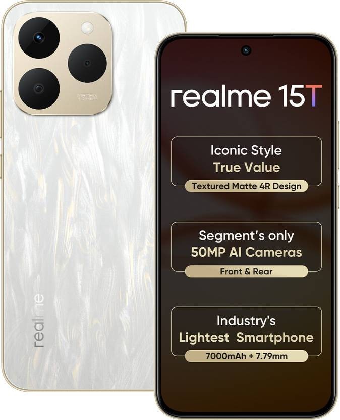 realme 15T 5G (Silver 8GB RAM,128GB) MediaTek Dimensity 6400 MAX Global Version.
