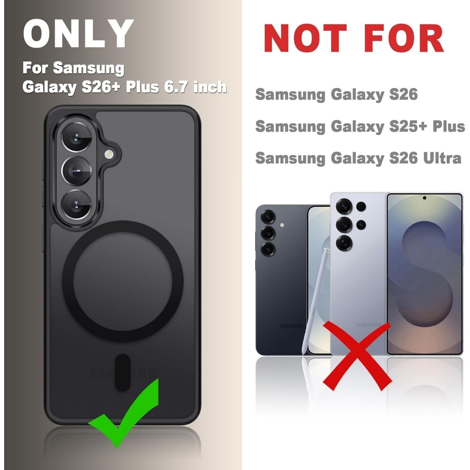For Samsung Galaxy S26+ Plus Case Matte Magnetic Phone Cover 1x Screen Protector