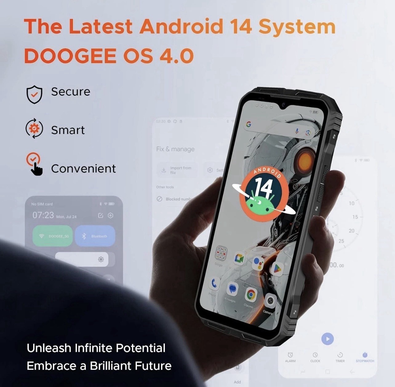 DOOGEE V Max Pro 5G Rugged Smartphone 22000mAh 32GB+512GB Android 14 108MP+20MP
