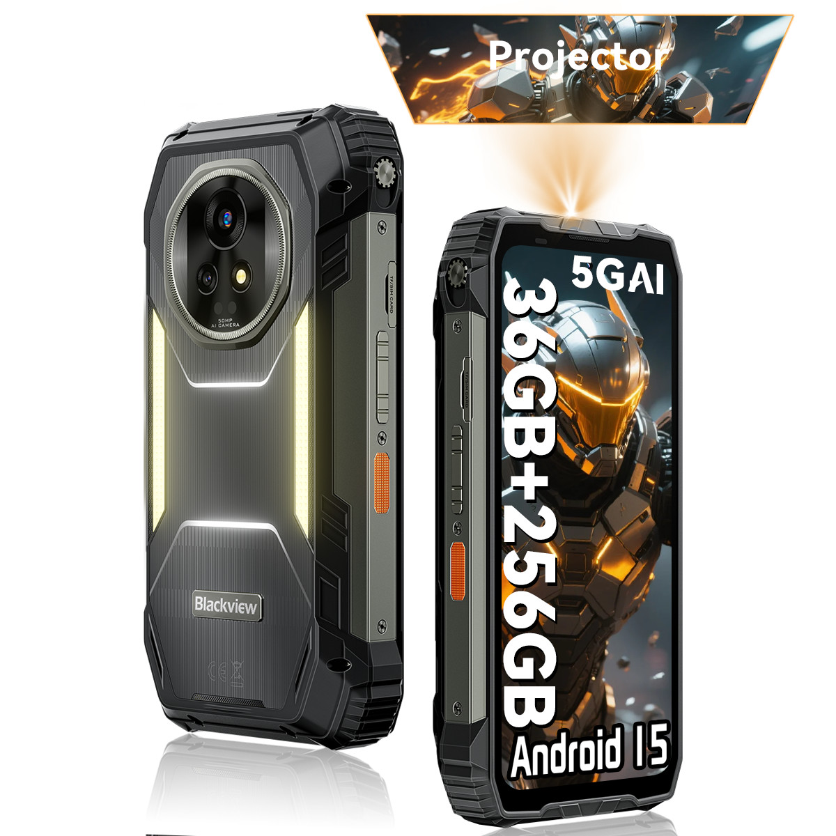 Blackview XPLORE 2 Projector 5G AI Rugged Smartphone 36GB+256GB 20000mAh NFC