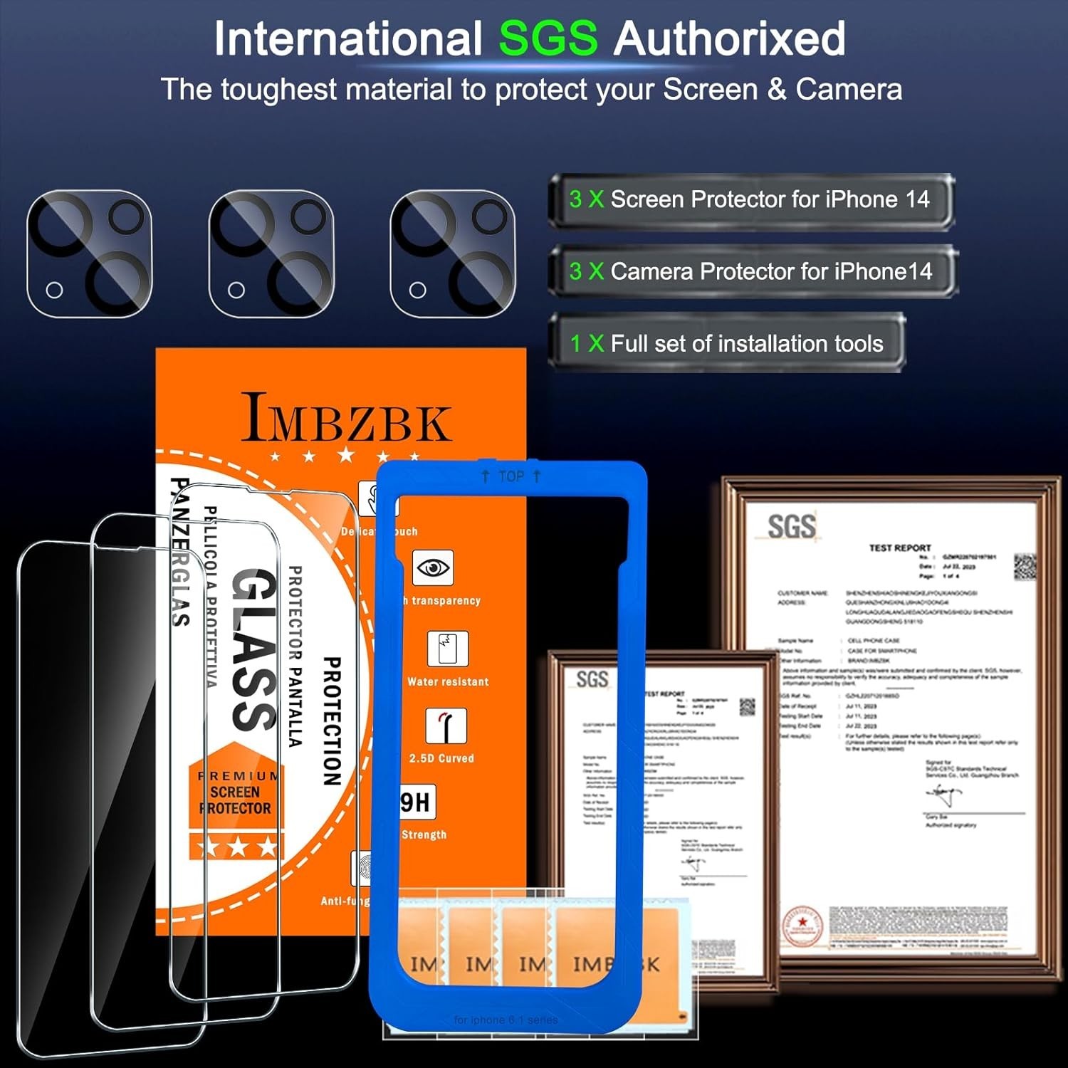 For iPhone 14 6.1 inch Screen Protector,Front Tempered Glass,Side-Back Film