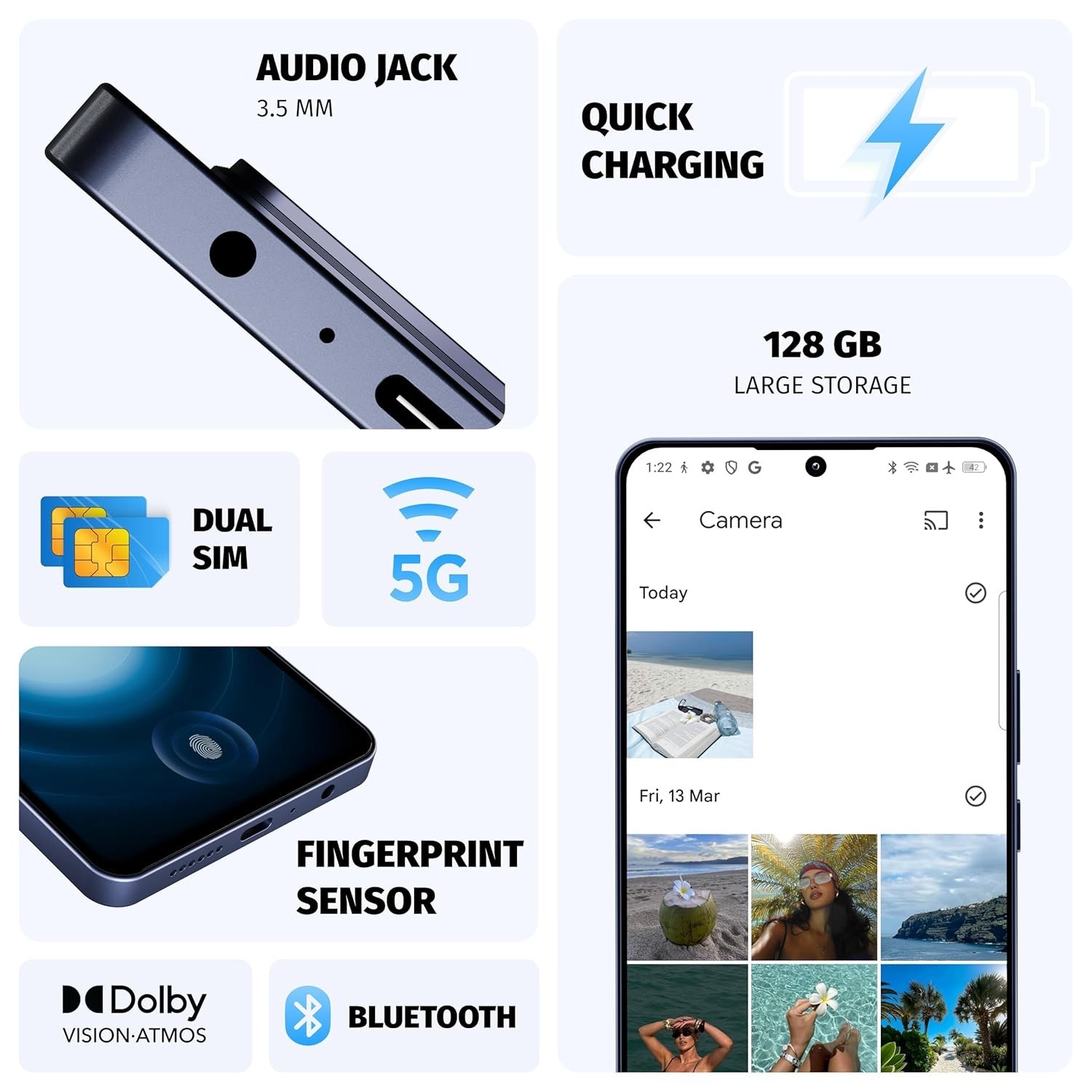 Wobble One 5G 8GB 256GB 50MP Epic Front Camera Dual 4K HDR Unlocked Global Black