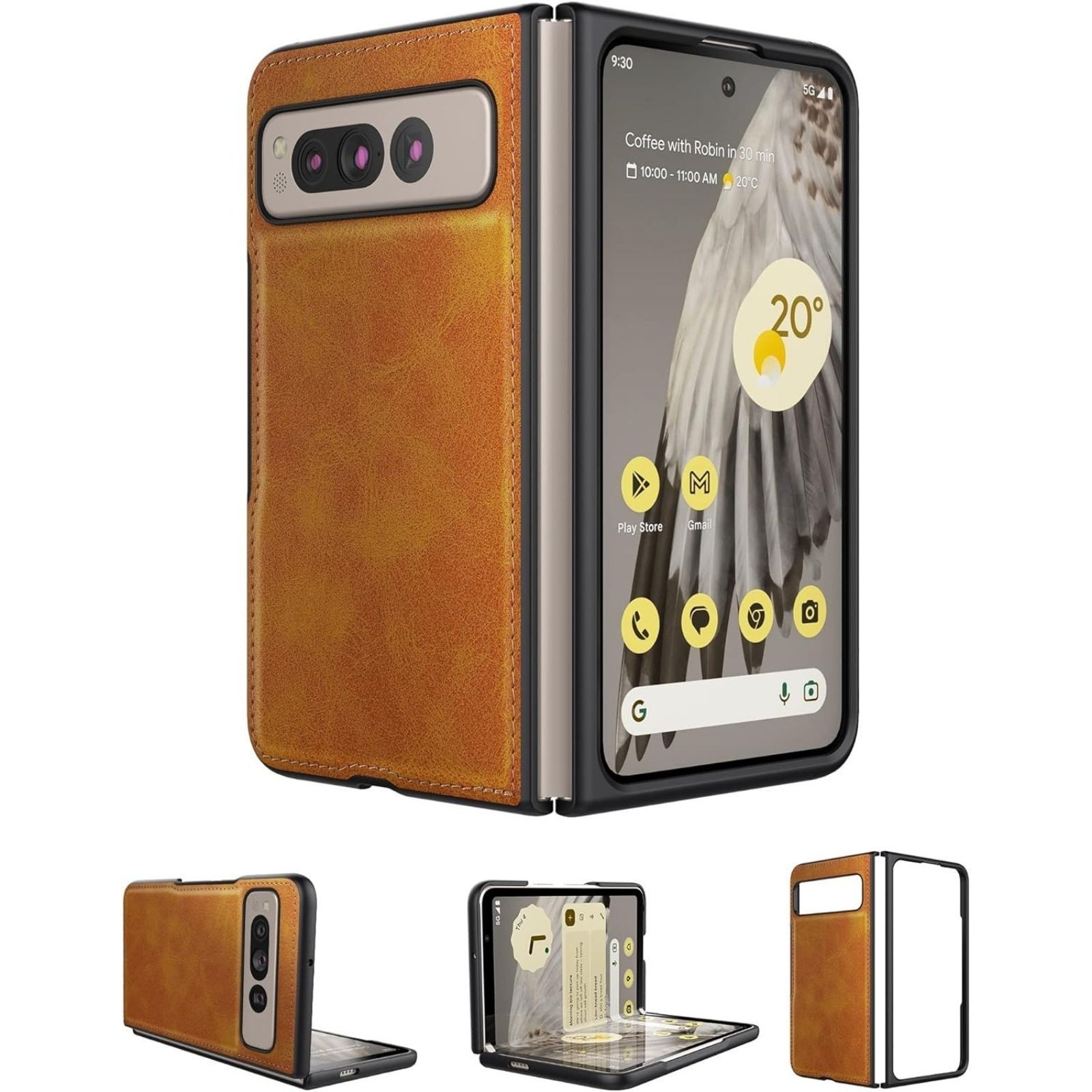 Google Pixel Fold 2023 PU Leather + Hard Case Ultra Thin Slim Shockproof Yellow