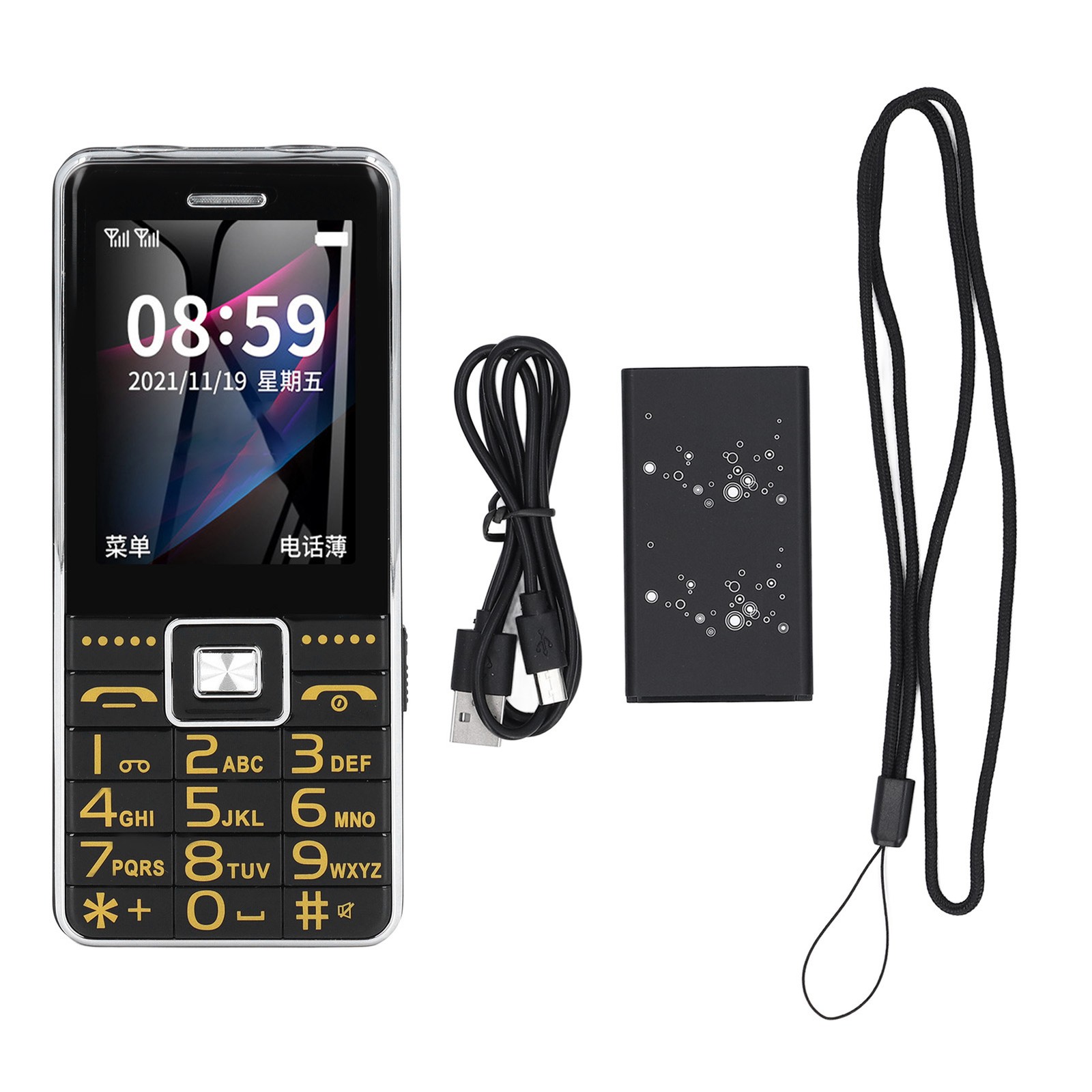 Big Button Cell Phone 2.4in Screen GSM Network 3 Card Slot Video Blutooth FM