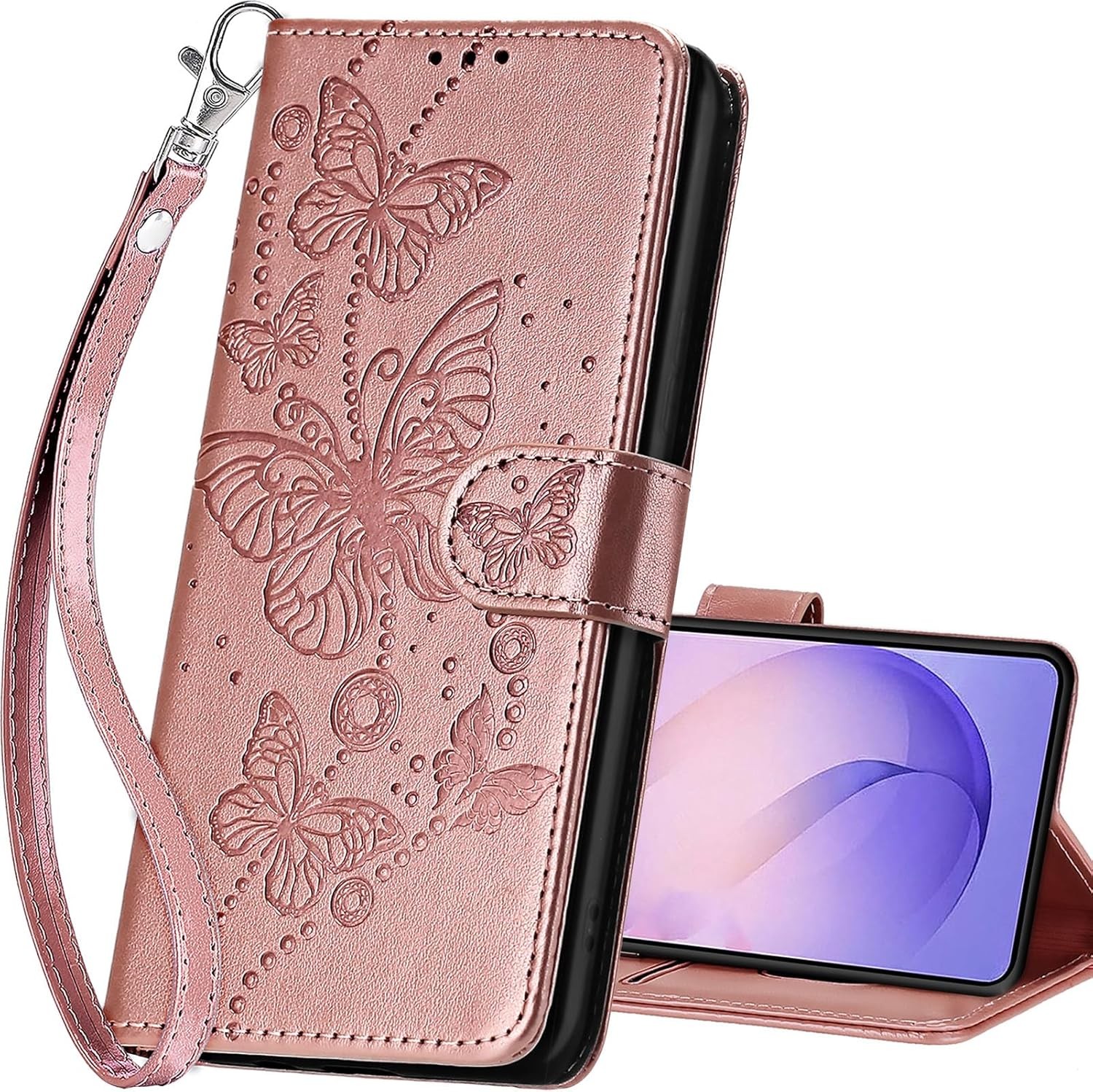 Samsung Galaxy S26 Ultra Wallet Case, Flip Folio Cover with Stand Feature, Rose