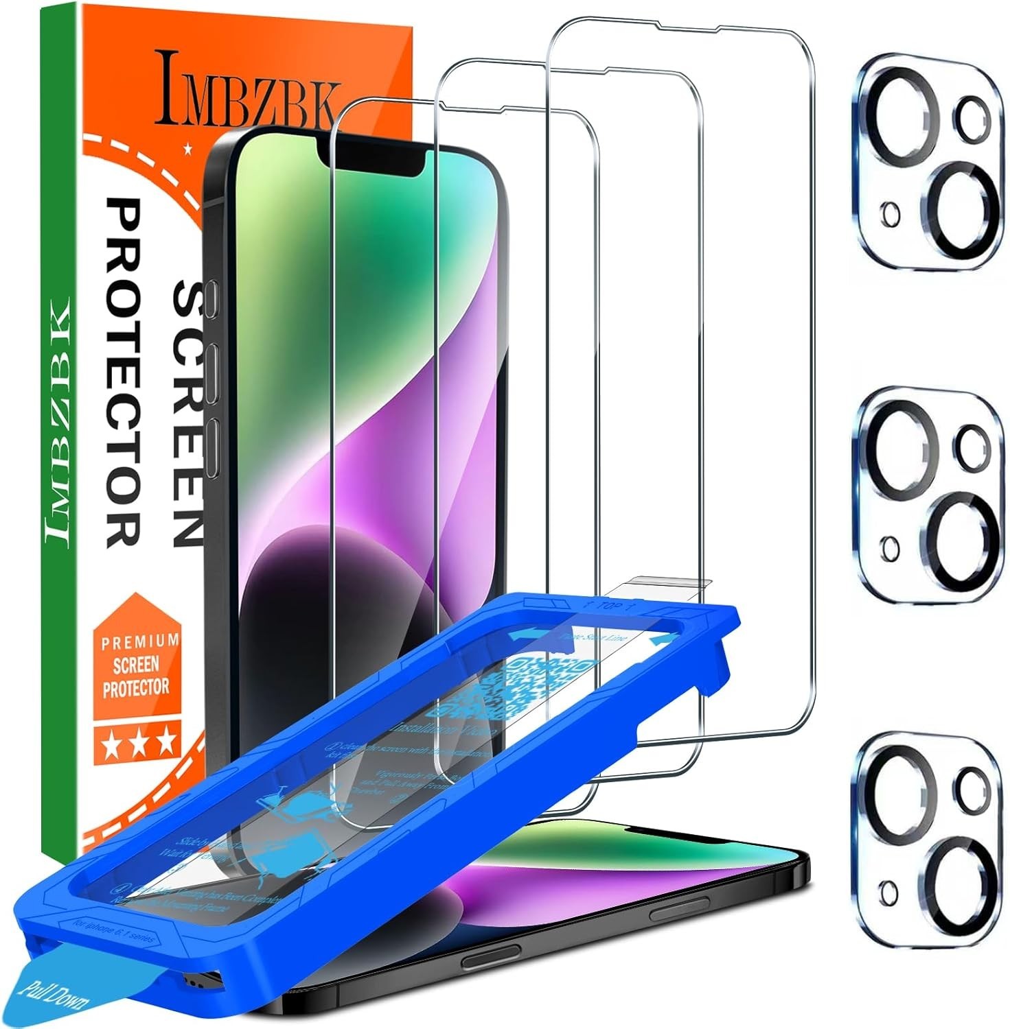 For iPhone 14 6.1 inch Screen Protector,Front Tempered Glass,Side-Back Film