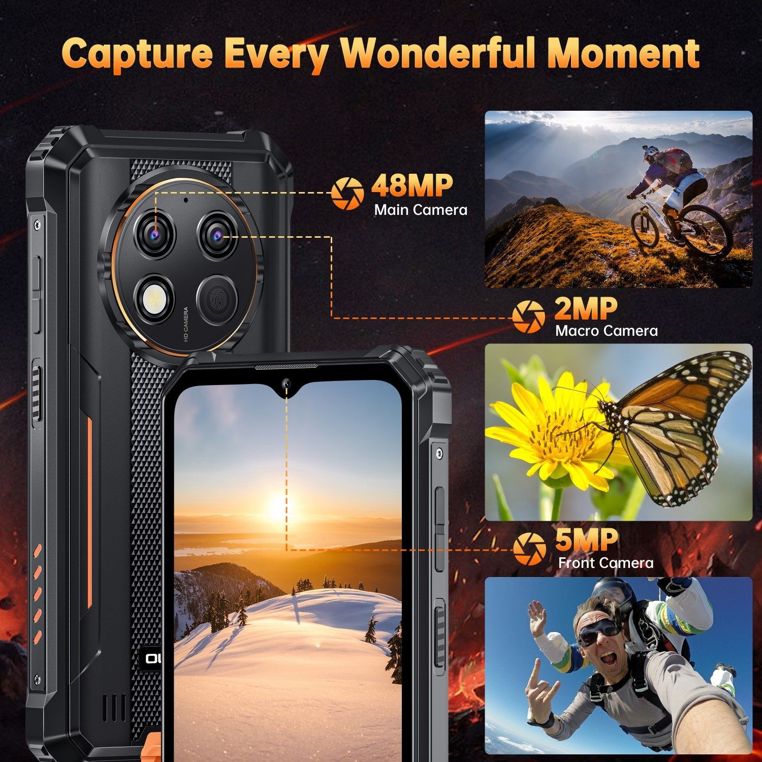 OUKITEL G1 Rugged Phone 24GB 256GB Android 15 10600mAh Dual SIM 4G 6.52″ HD 48MP