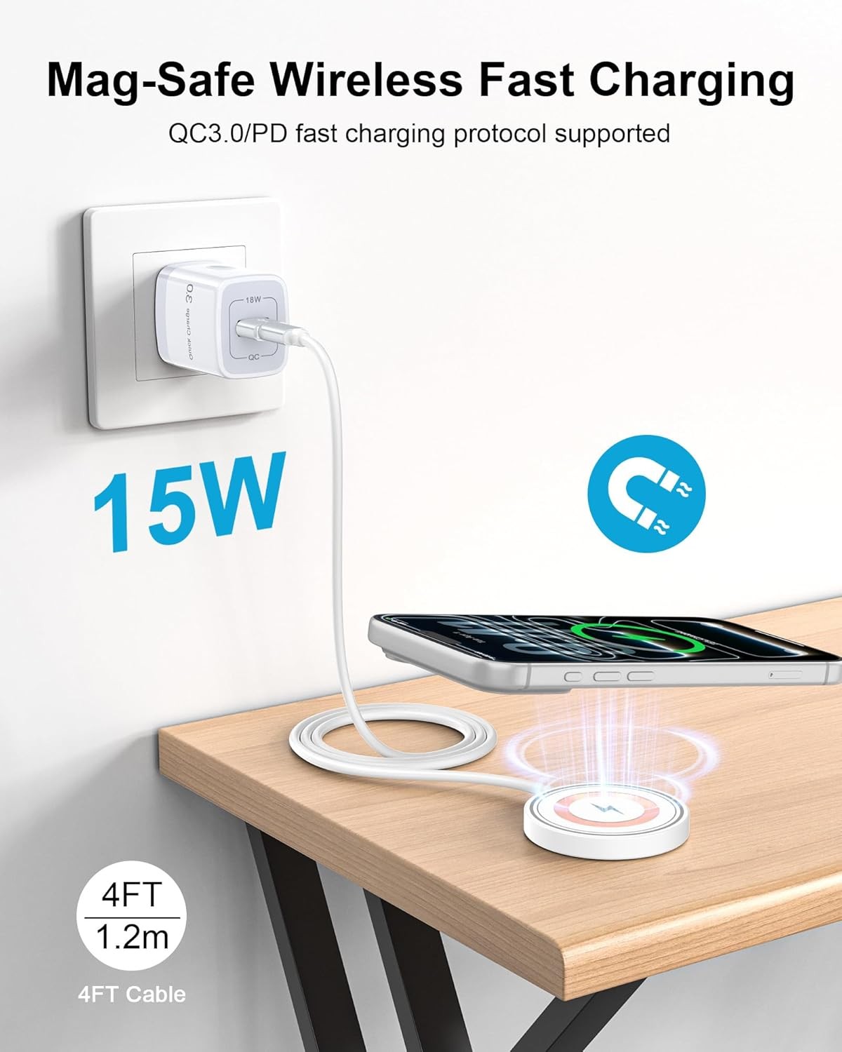 15W Fast Wireless Charging Pad for iPhone 17/16/15/14/13/12 Series