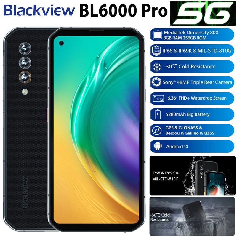 Global 5G Blackview BL6000 Pro Thin Rugged Phone Android 13 Waterproof Octa Core