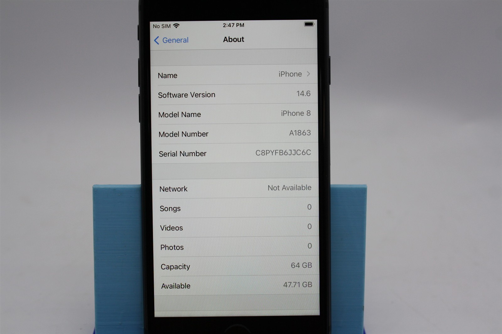 Apple iPhone 8 Space Gray A1863 iOS 14 64GB Verizon Only Battery Capacity 80%