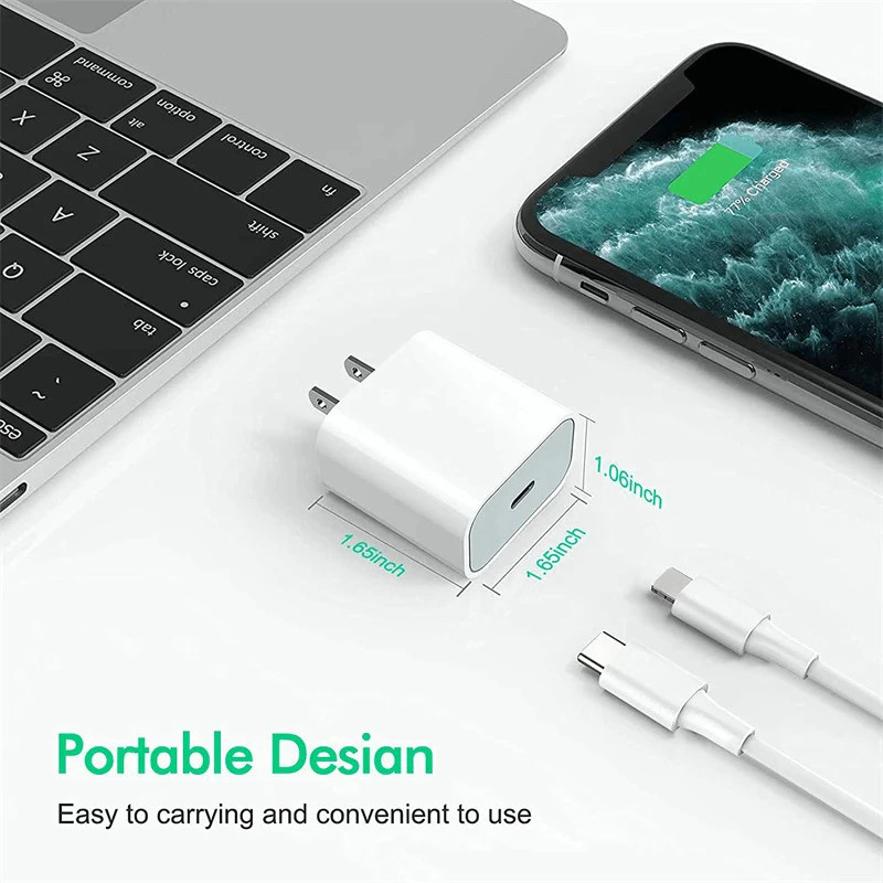 20W USB-C Fast Wall Charger PD Adapter +3ft Cable For iPhone 14/13/12/11 XR Pro