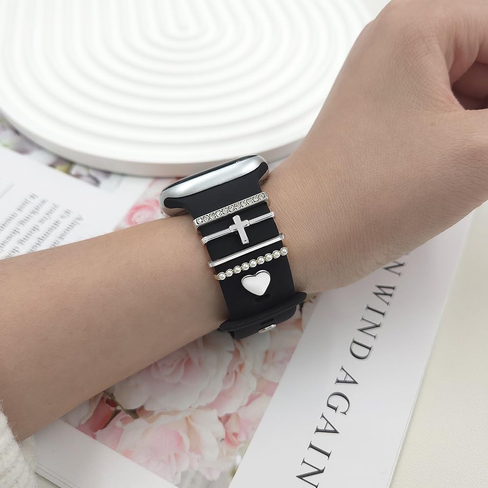 Silicone Band With Charms Compatible with Apple Watch Bands Women 38-49mm