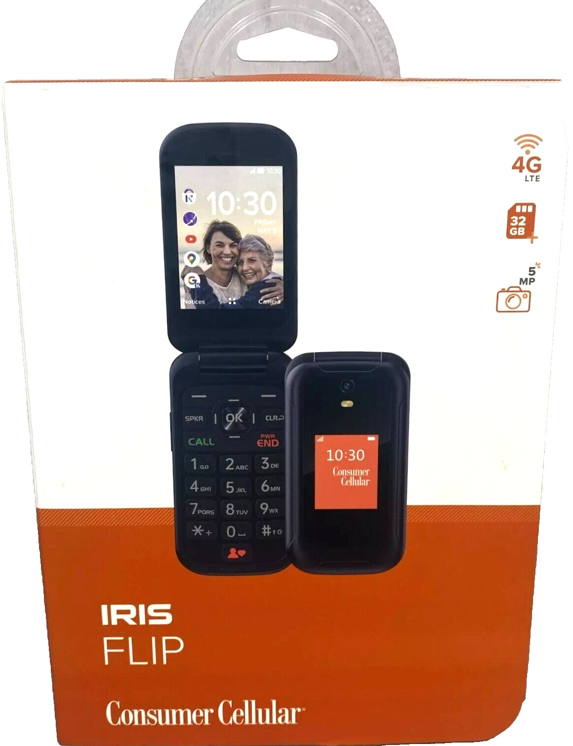 Consumer Cellular Iris Flip • Easy Senior Phone • Large Buttons • Voice‑to-Text