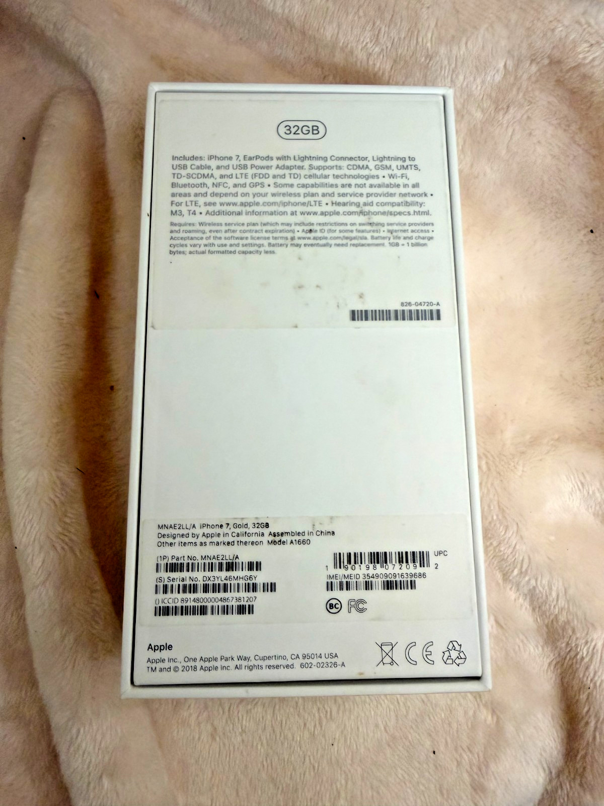 iPhone 7, 32G, Gold, In Box, Good Battery, Comes w/ Standard Accessories