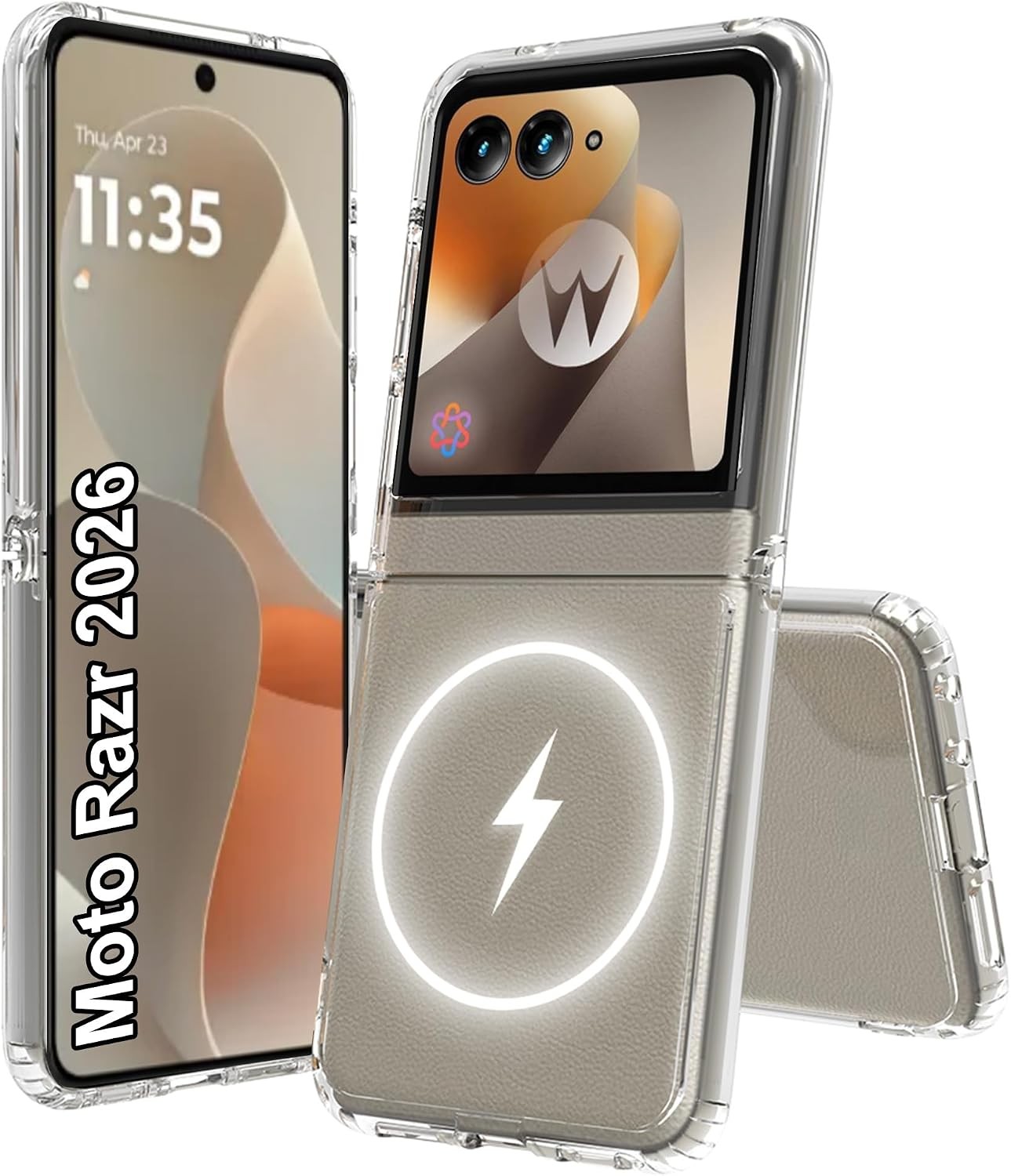 Motorola Moto Razr 2026/2025 Magnetic Case, Hard Shell, Scratch Resistant, Clear