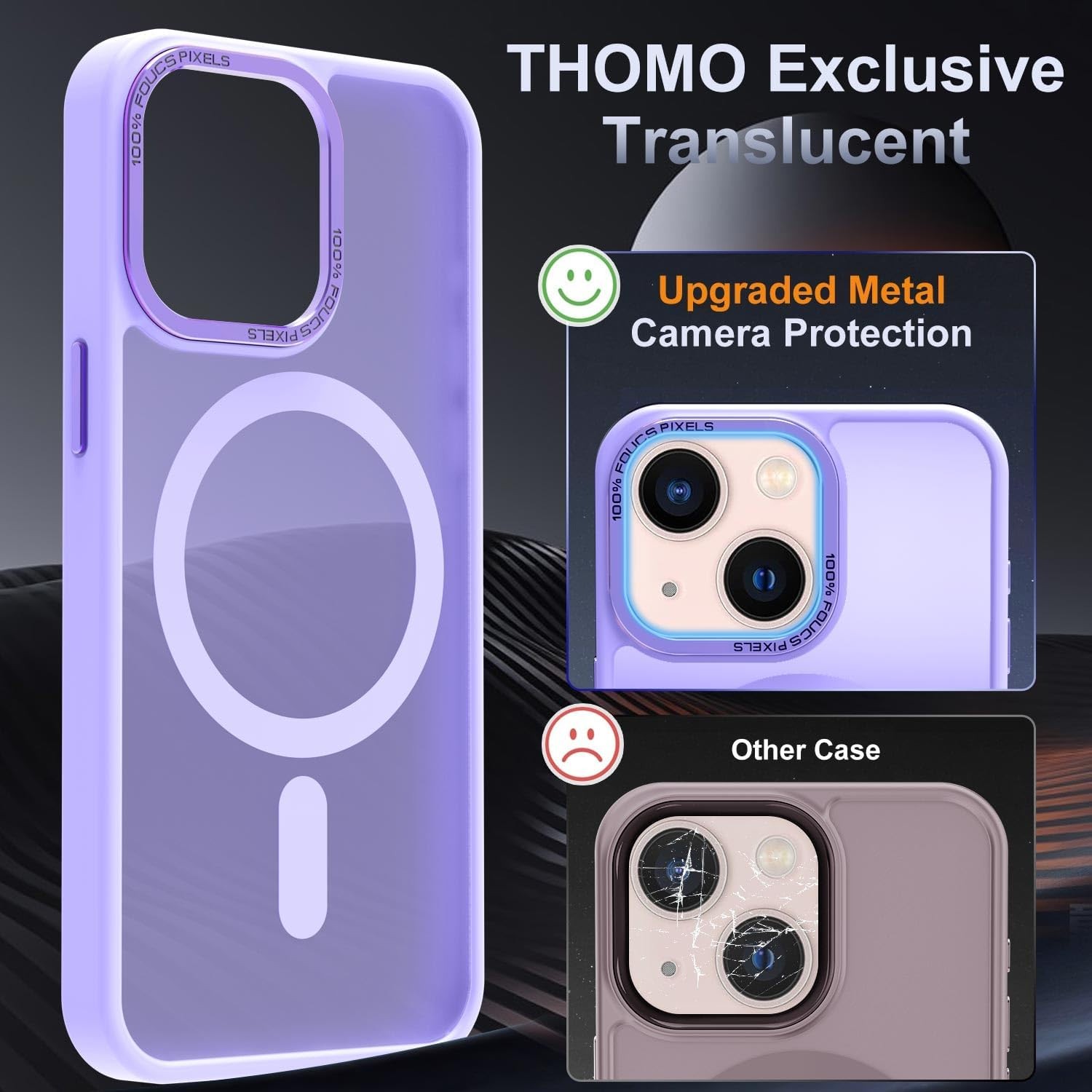 Translucent Matte Slim Shockproof Protective Case for iPhone 13 & iPhone 14 6.1″