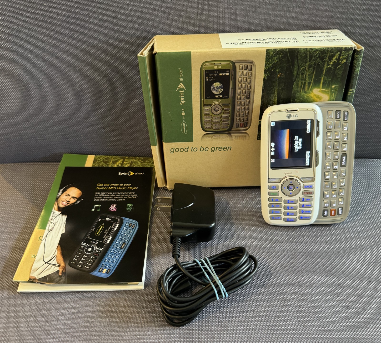 LG Rumor LX260 White Sprint Slider QWERTY Keyboard Pac-Man Game TESTED BUNDLE