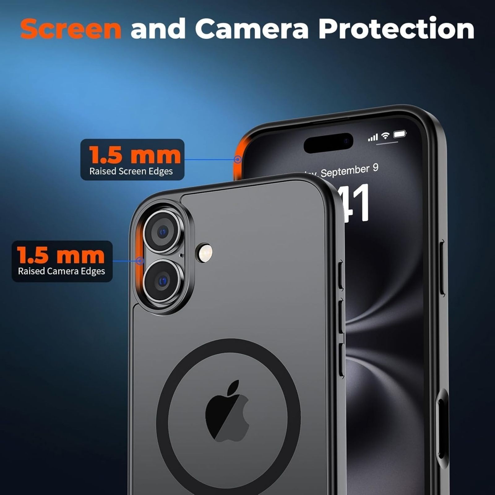 Magnetic for iPhone 16 Plus Case, Military Grade Drop Protection, Black Cover