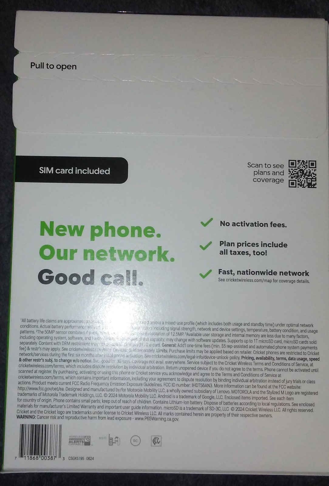 Motorola Moto G Play 2024 6.5” 4G LTE 4GB RAM 64GB Storage 2.4 GHz Pro XT2413-1