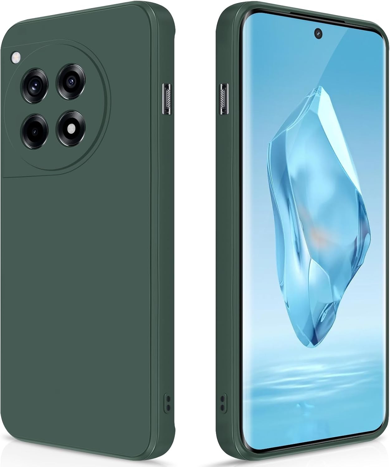 Silicone Case Compatible with Oneplus 12R, Full Body Soft Touch Phone Case, Gree