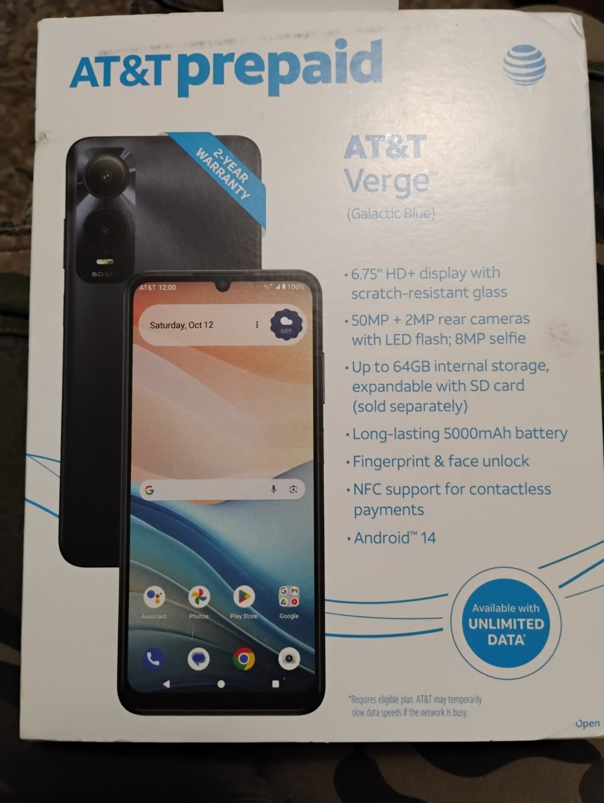 AT&T Verge Smart Phone Galatic Blue 64Gb BRAND NEW