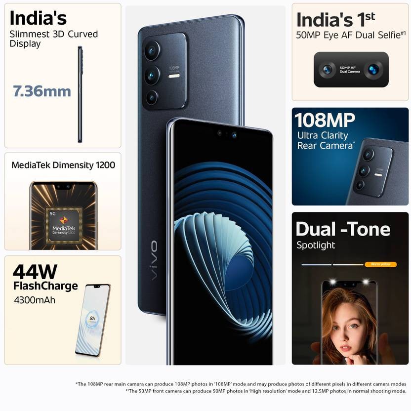 vivo V23 PRO STARDUST BLACK 256GB ROM 12GB RAM Factory Unlocked NO TARIFF TO USA